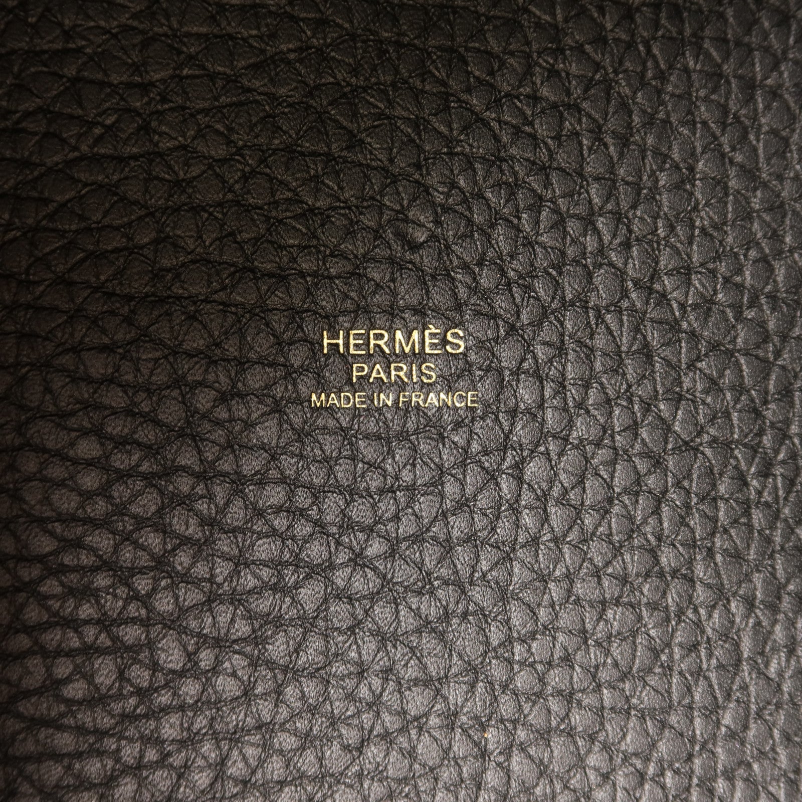 HERMES Clemence皮革Picotin PM金扣手挽袋Noir