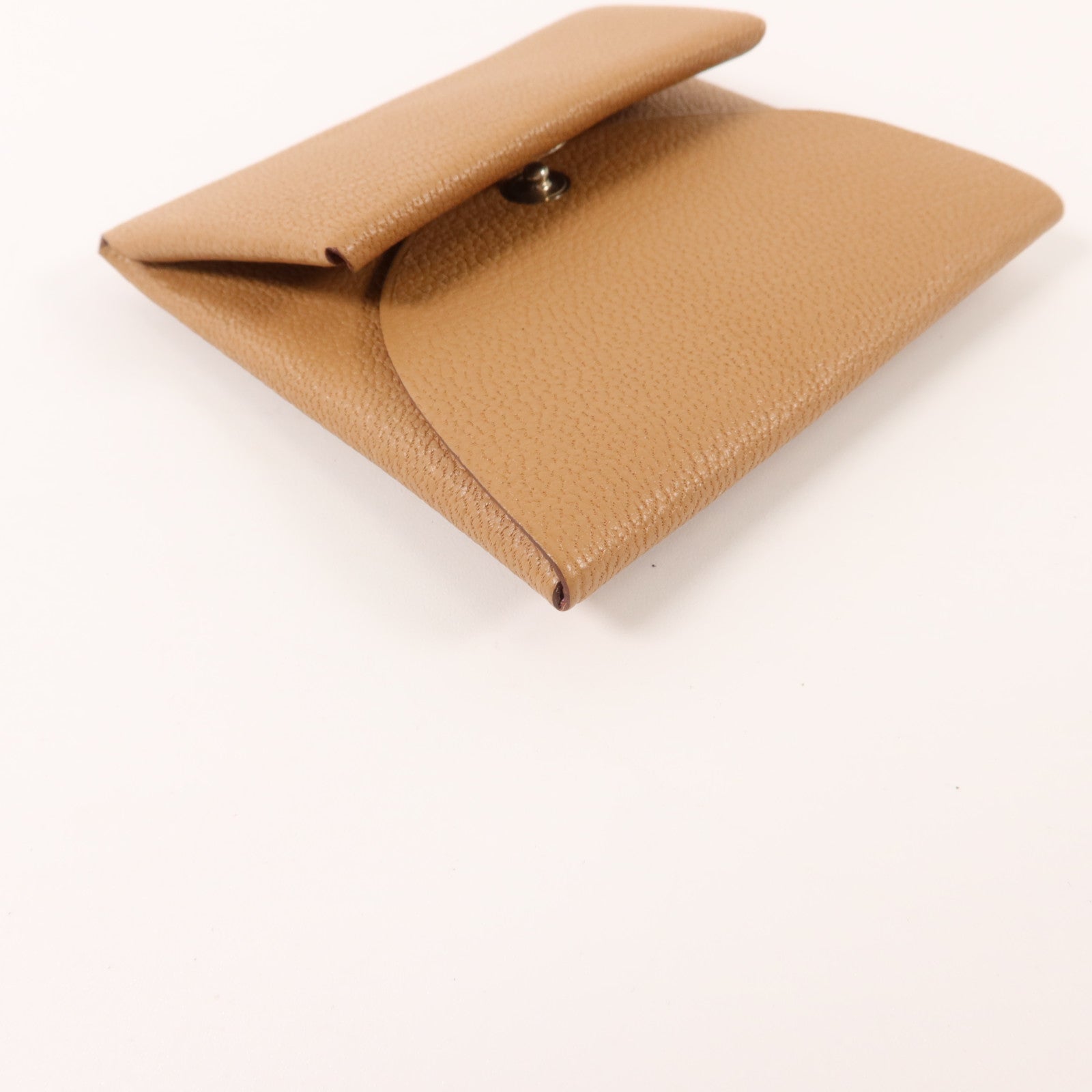 HERMES Chevre皮革/Mysore皮革Bastia零錢包Quebracho/Mauve Sylvestre