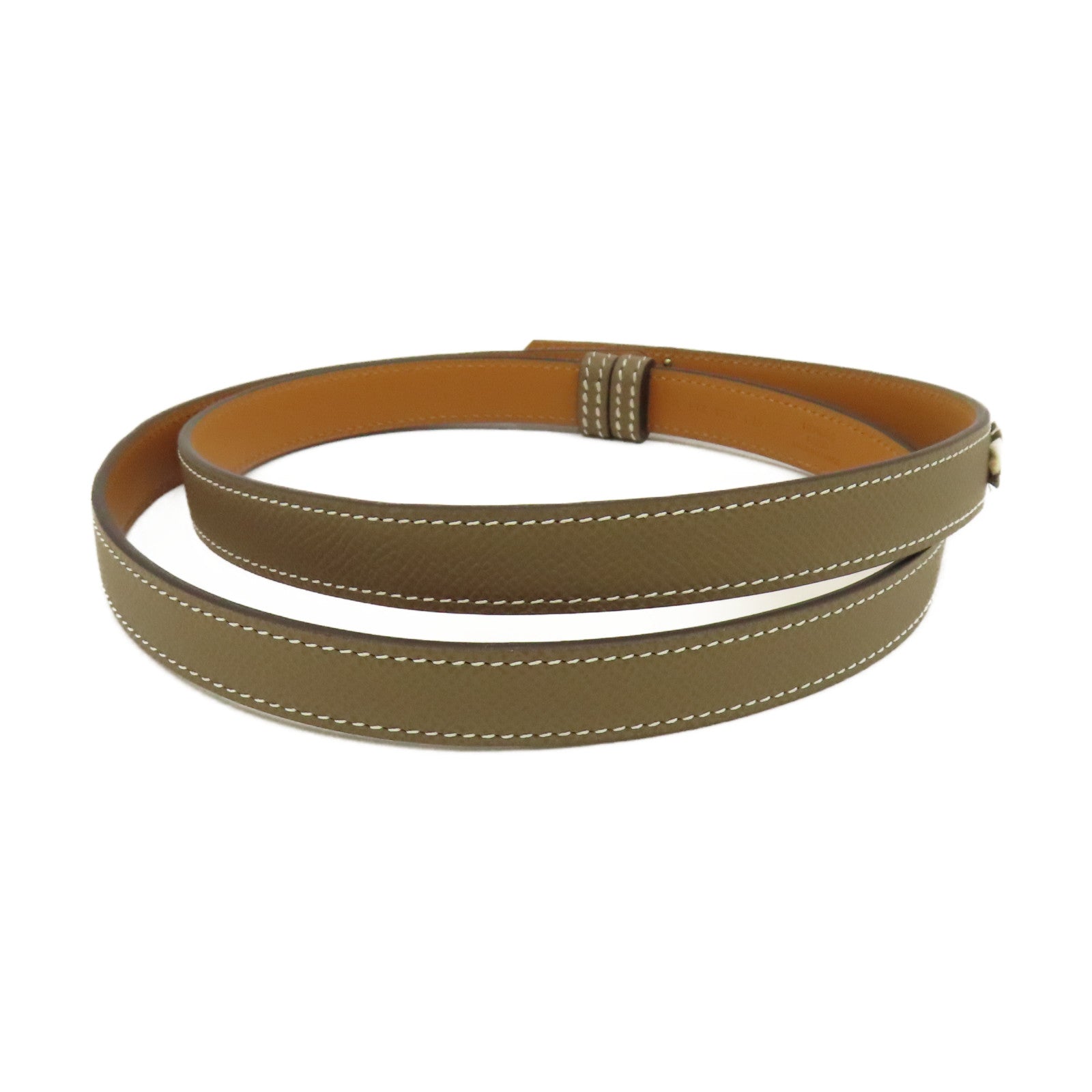 HERMES 【激減優惠】Epsom皮革Kelly Belt金扣皮革帶Etoupe大象灰色