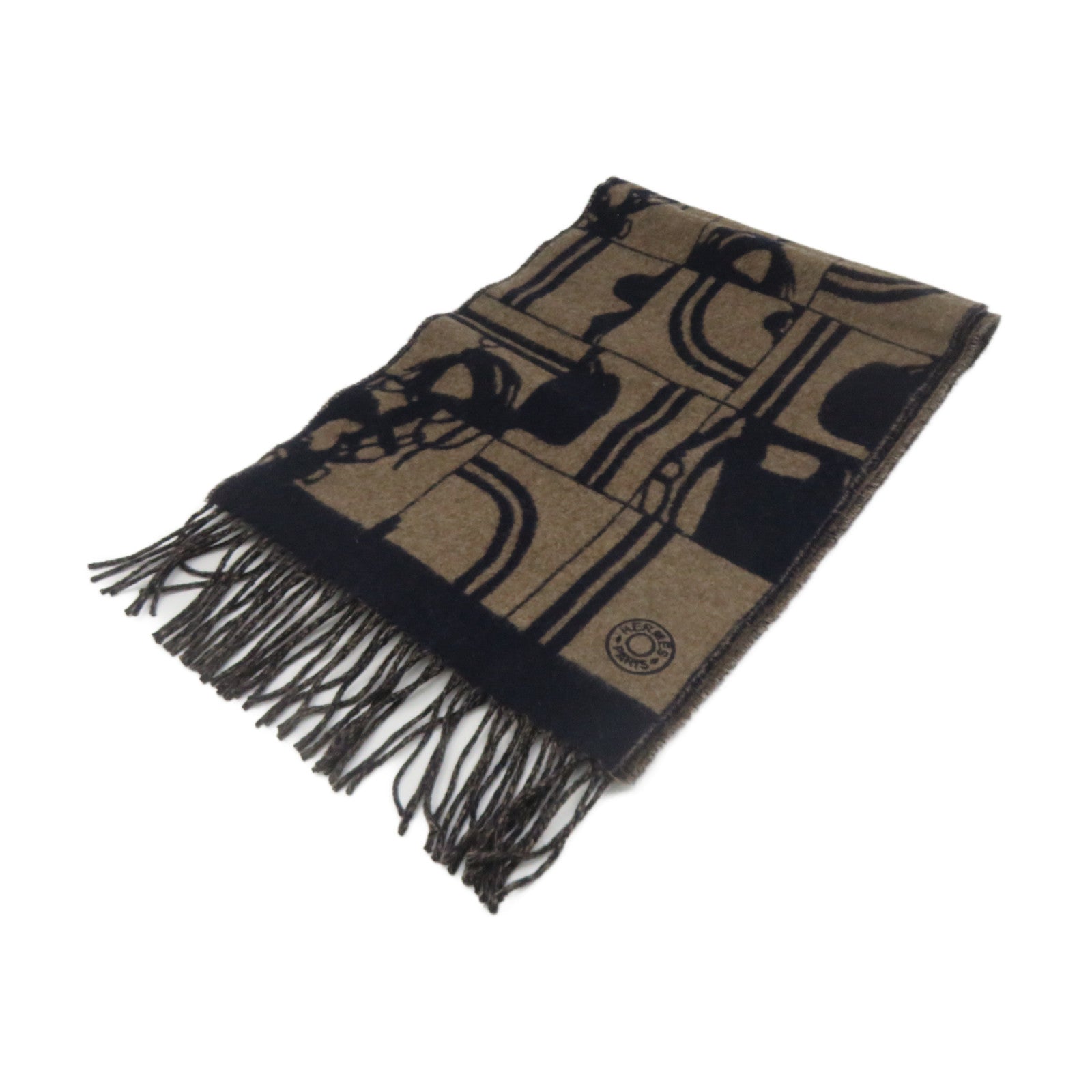 HERMES 【激減優惠精選】羊絨Scarf圍巾棕色/藍色