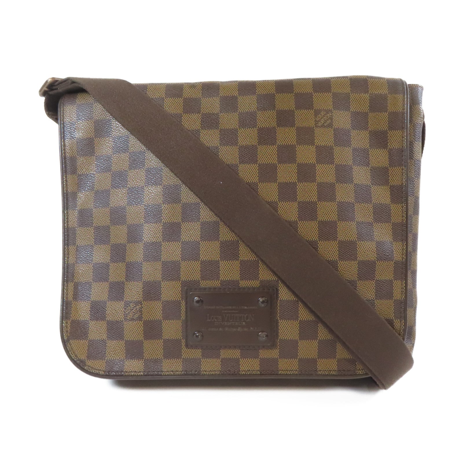 LOUIS VUITTON Damier Ebene Brooklyn MM金扣肩背袋啡色