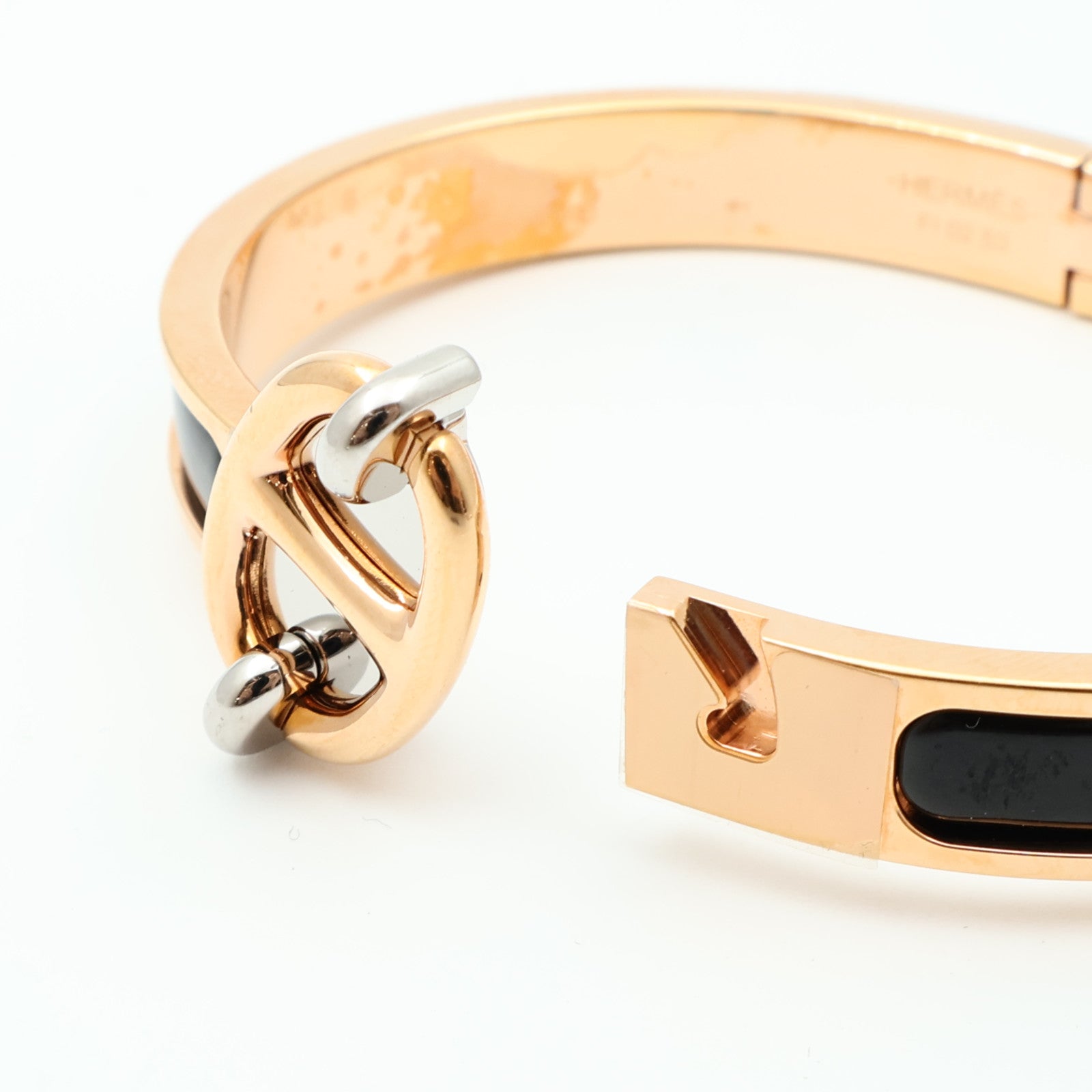 HERMES 琺瑯/金屬Mini Clic Chaîne d'Ancre金扣手鐲Noir