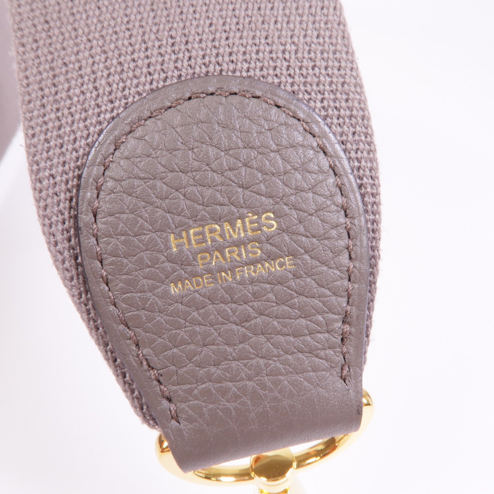 HERMES Clemence皮革Evelyne PM金扣肩背袋Gris Etain
