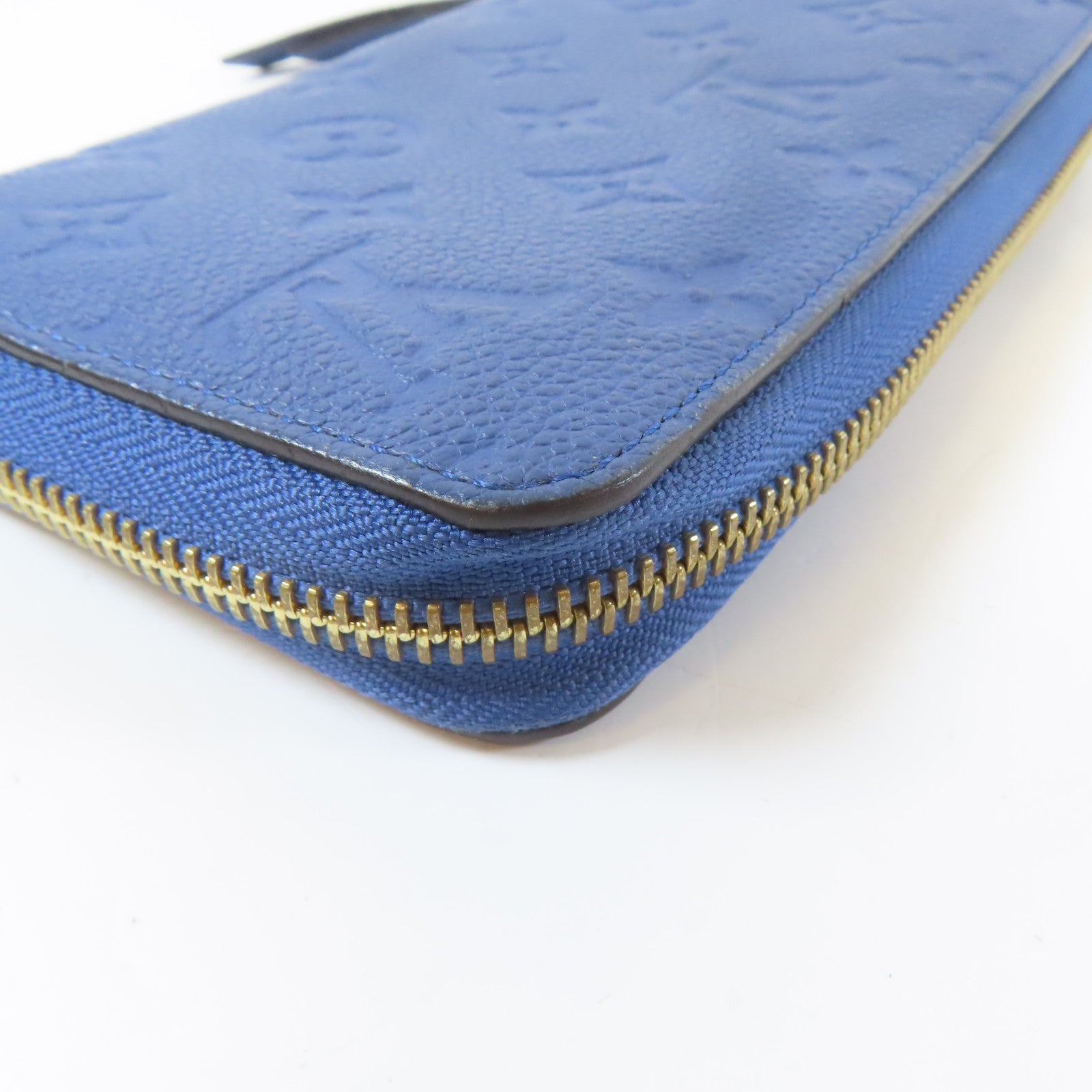 LOUIS VUITTON 【激減優惠】Monogram Empreinte Zipper Long Wallet 金扣L形拉藍色鍊長錢包