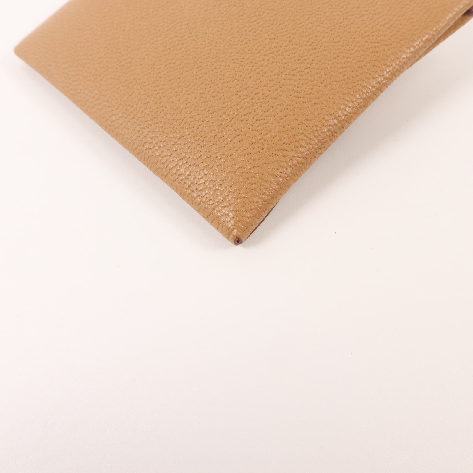HERMES Chevre皮革/Mysore皮革Bastia零錢包Quebracho/Mauve Sylvestre