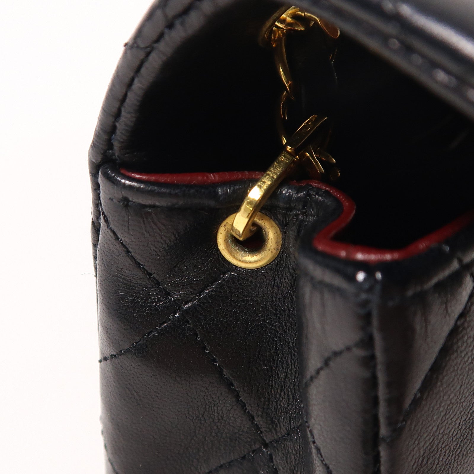 CHANEL 羊皮皮革Vintage Chain Shoulder金扣鏈帶肩背袋