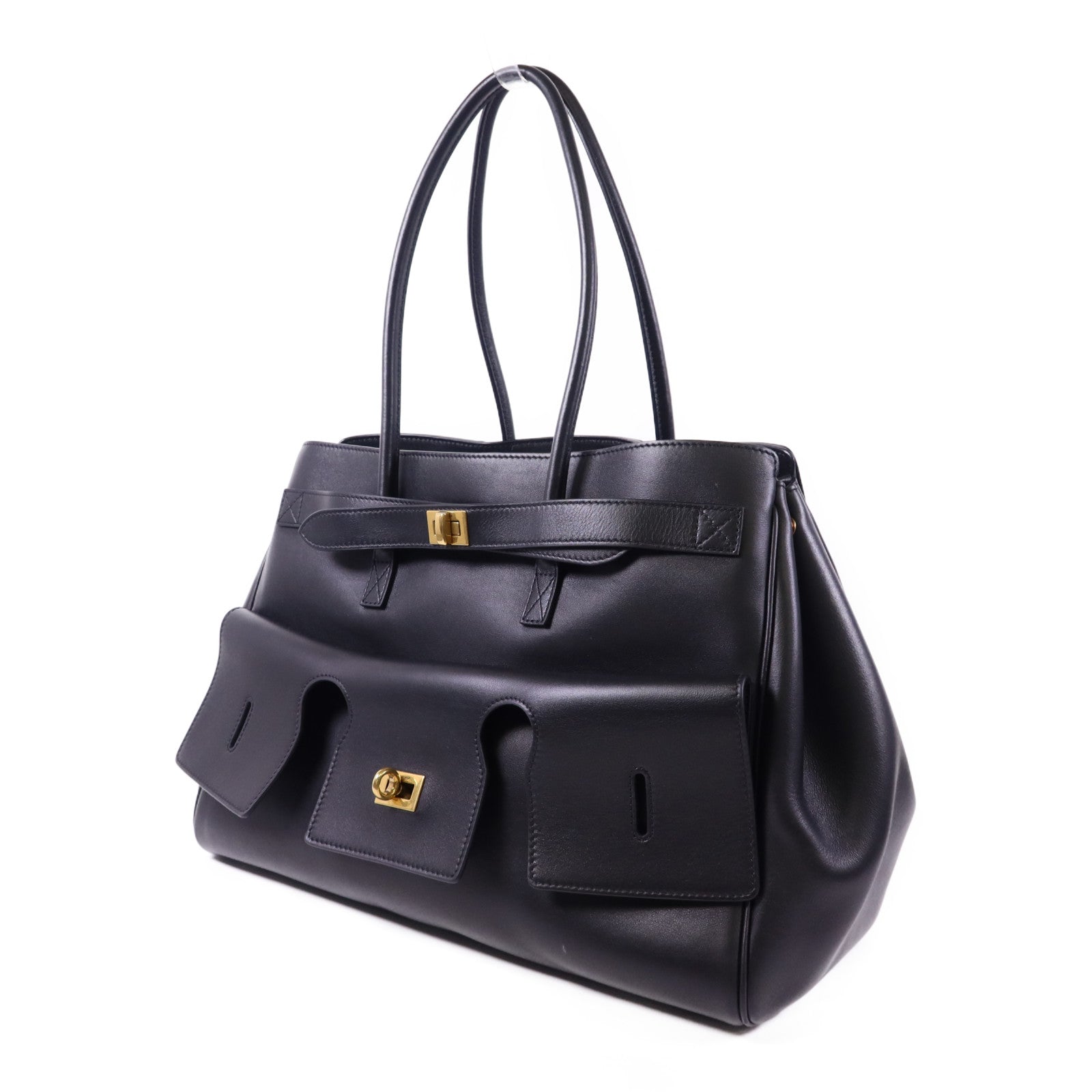 BALENCIAGA 牛皮皮革Bel Air金扣肩背袋