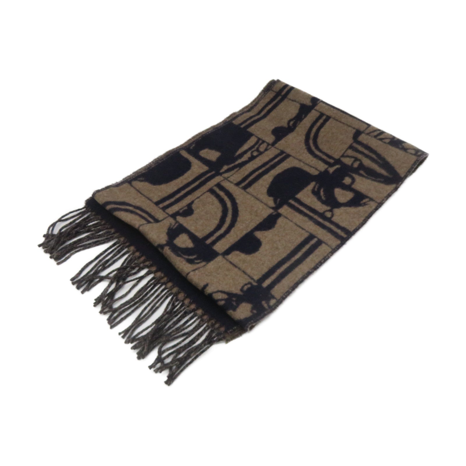 HERMES 【激減優惠精選】羊絨Scarf圍巾棕色/藍色
