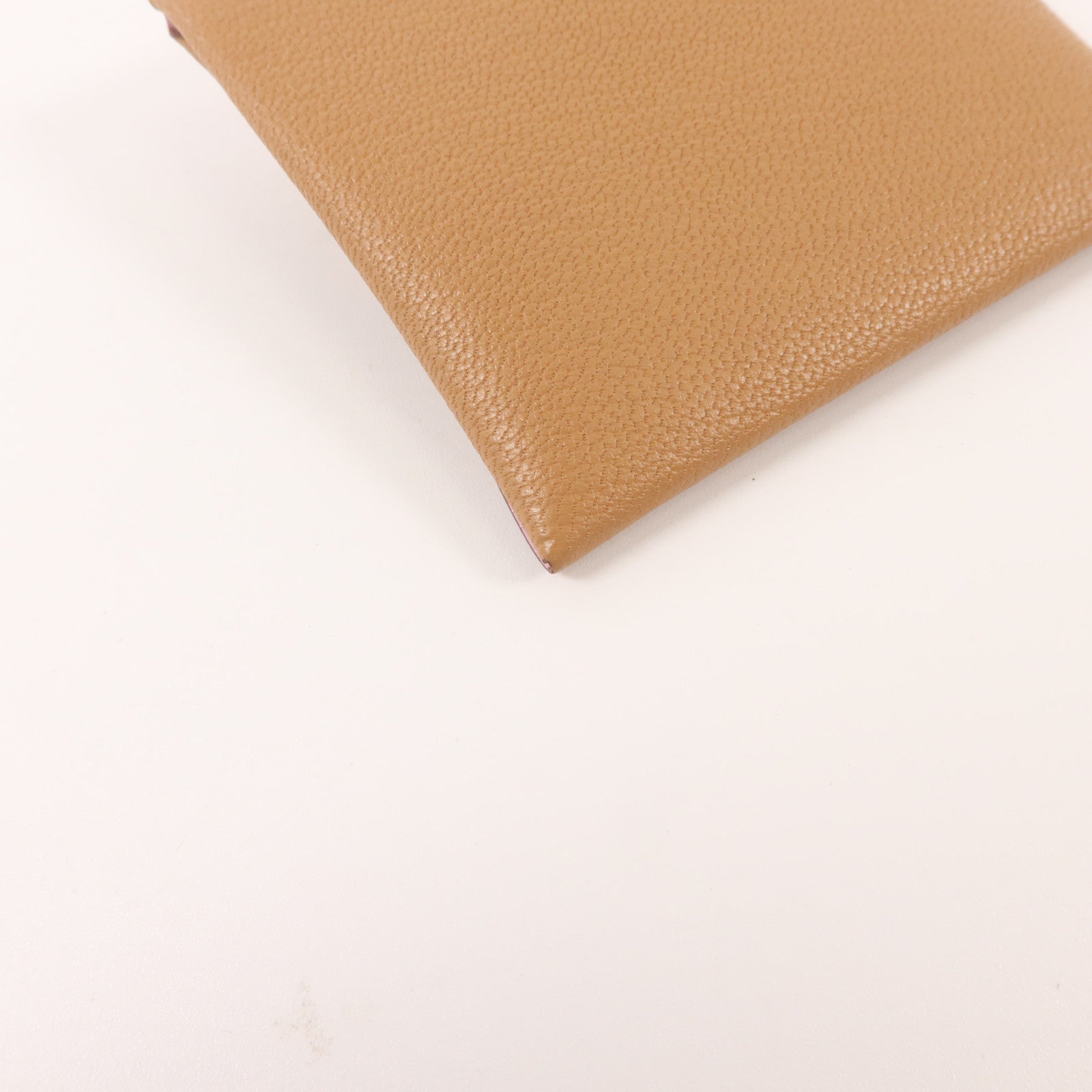 HERMES Chevre皮革/Mysore皮革Bastia零錢包Quebracho/Mauve Sylvestre