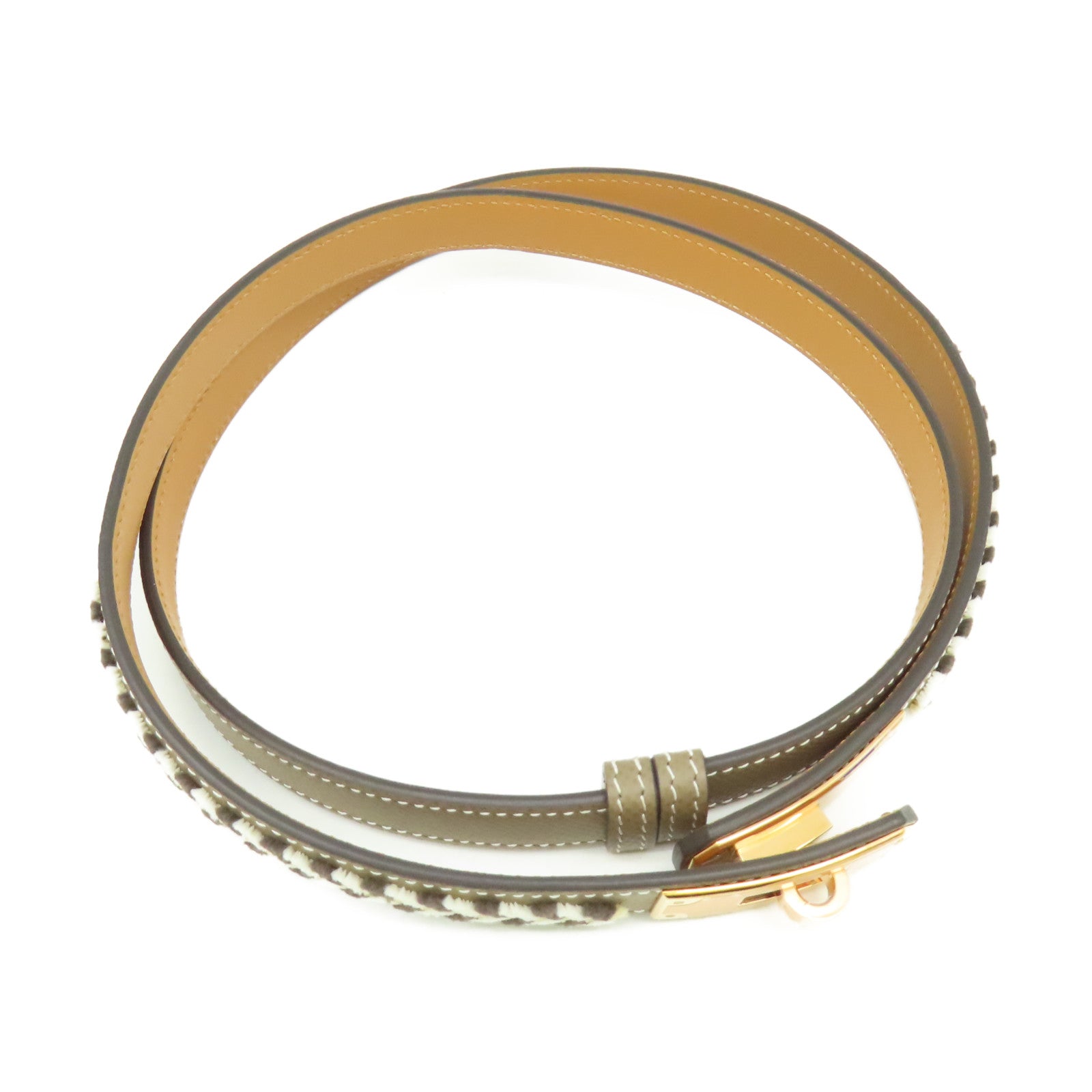 HERMES 【激減優惠】Epsom皮革Kelly Belt金扣皮革帶Etoupe大象灰色