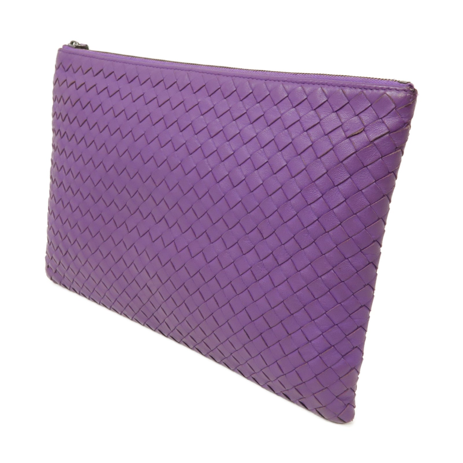 BOTTEGA VENETA 織紋皮革Clutch Bag金扣手拿包紫色