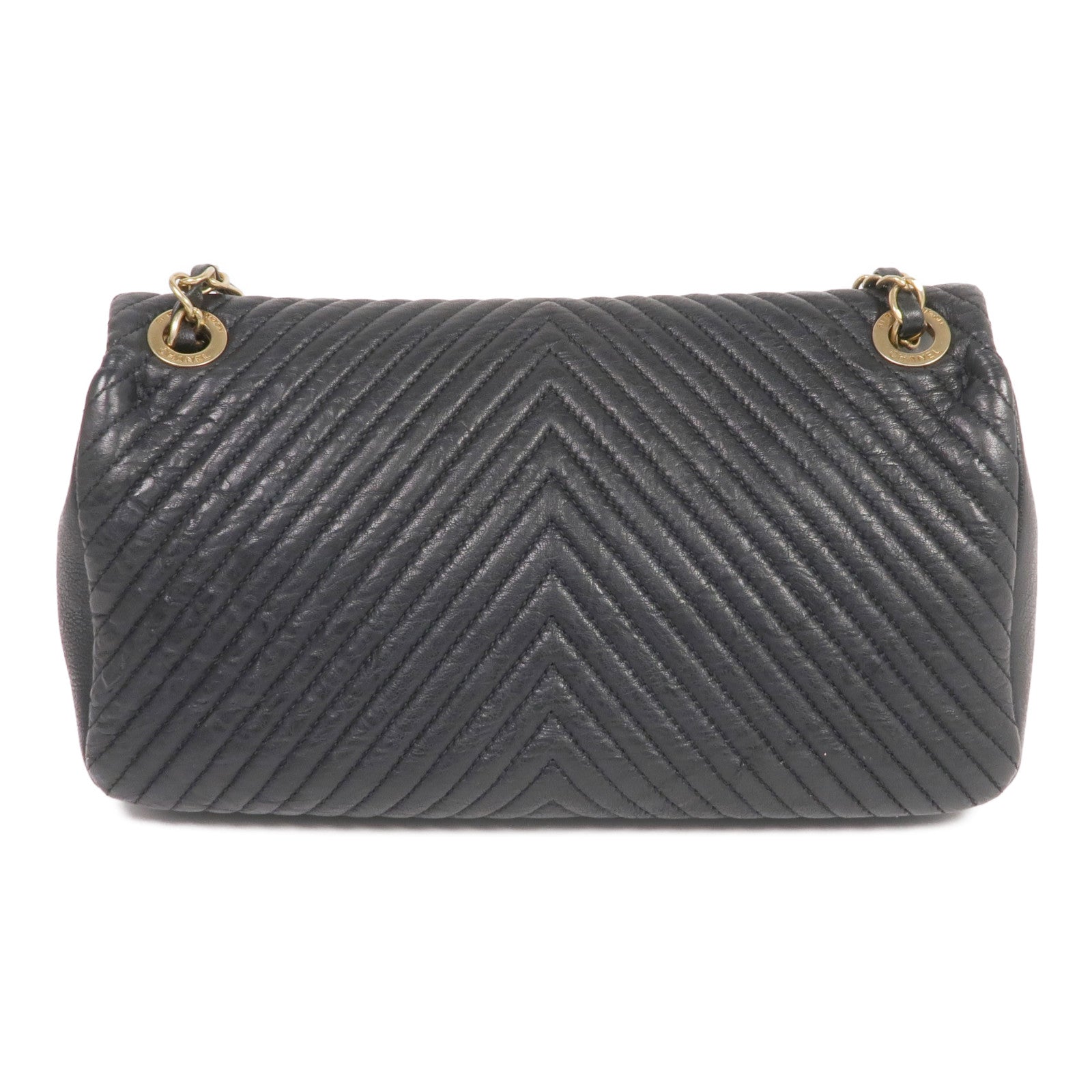 CHANEL 牛皮皮革Chain Shoulder金扣鏈帶肩背袋