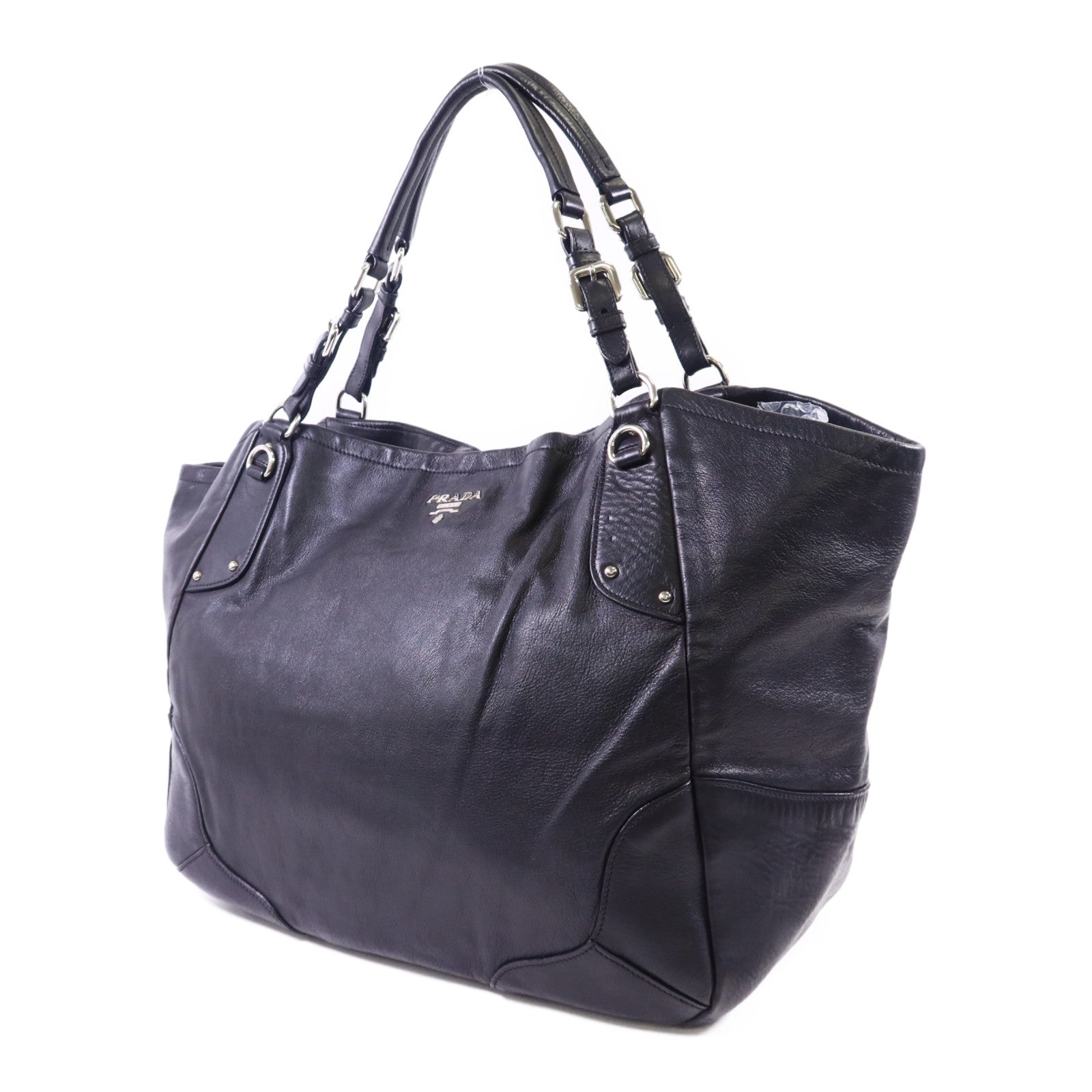 PRADA 牛皮皮革Shoulder Bag銀扣肩背袋