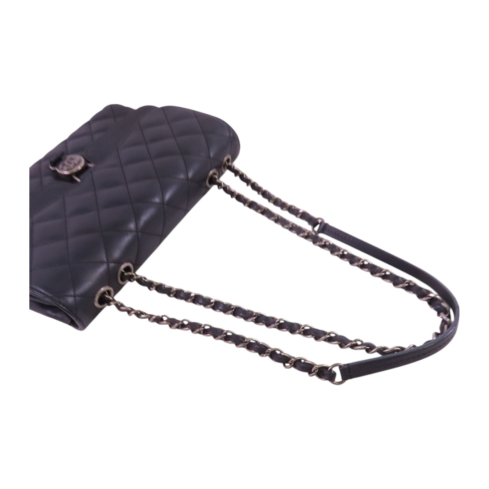 CHANEL 牛皮皮革Chain Shoulder Bag銀扣鏈帶肩背袋
