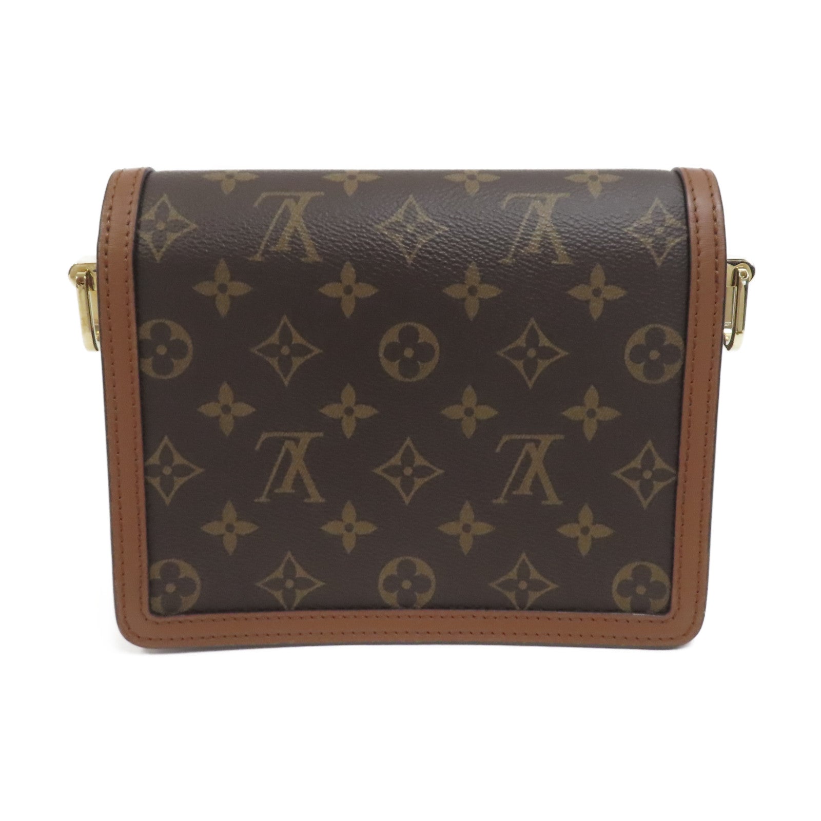 LOUIS VUITTON Monogram Reverse Mini Dauphine金扣肩背袋啡色