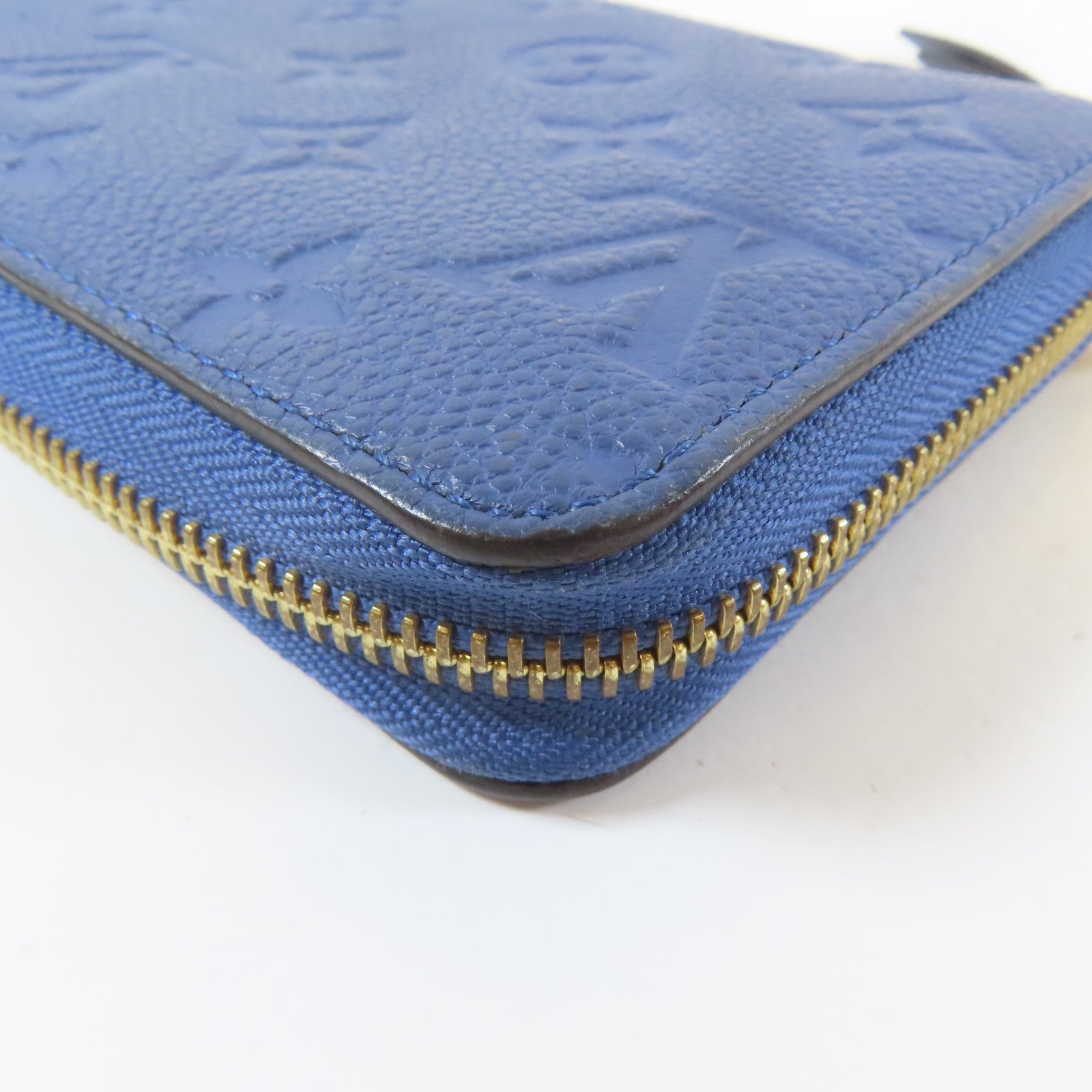 LOUIS VUITTON 【激減優惠】Monogram Empreinte Zipper Long Wallet 金扣L形拉藍色鍊長錢包