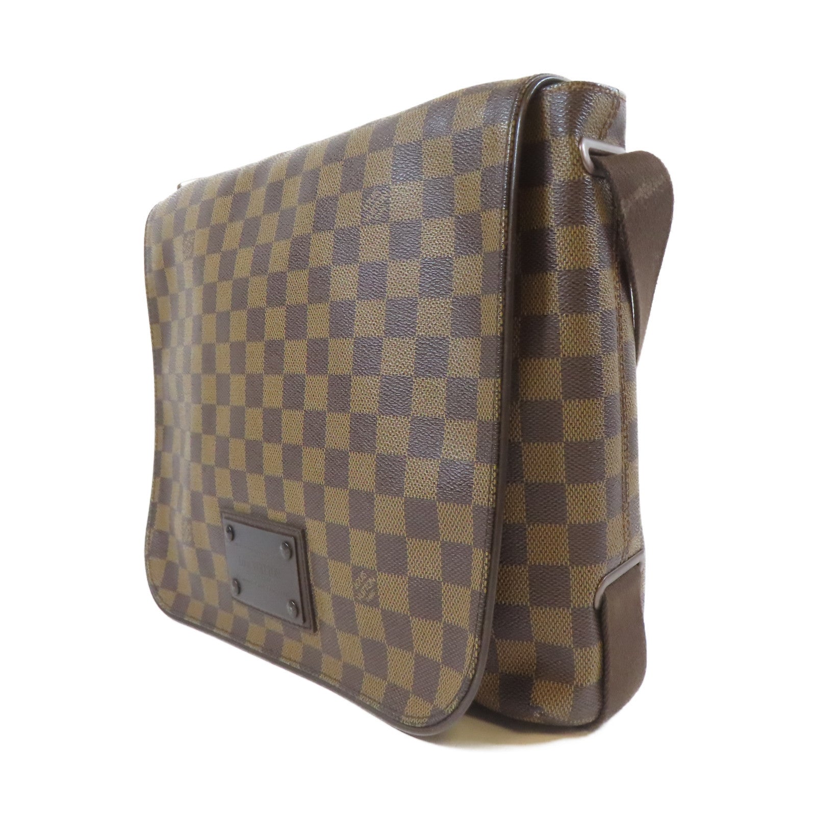 LOUIS VUITTON Damier Ebene Brooklyn MM金扣肩背袋啡色