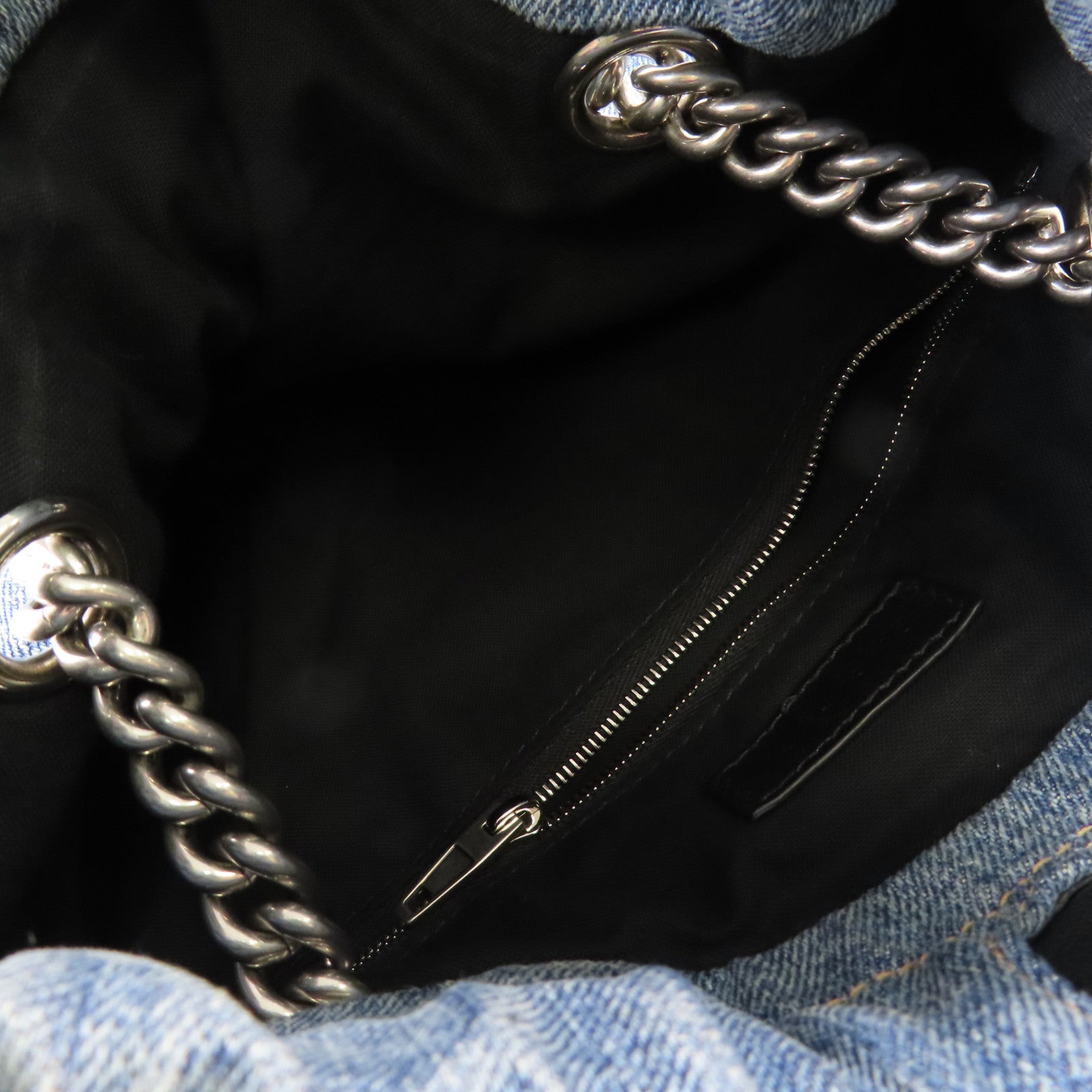 BALENCIAGA 牛仔布Cruch Small Tote銀扣鏈帶肩背袋