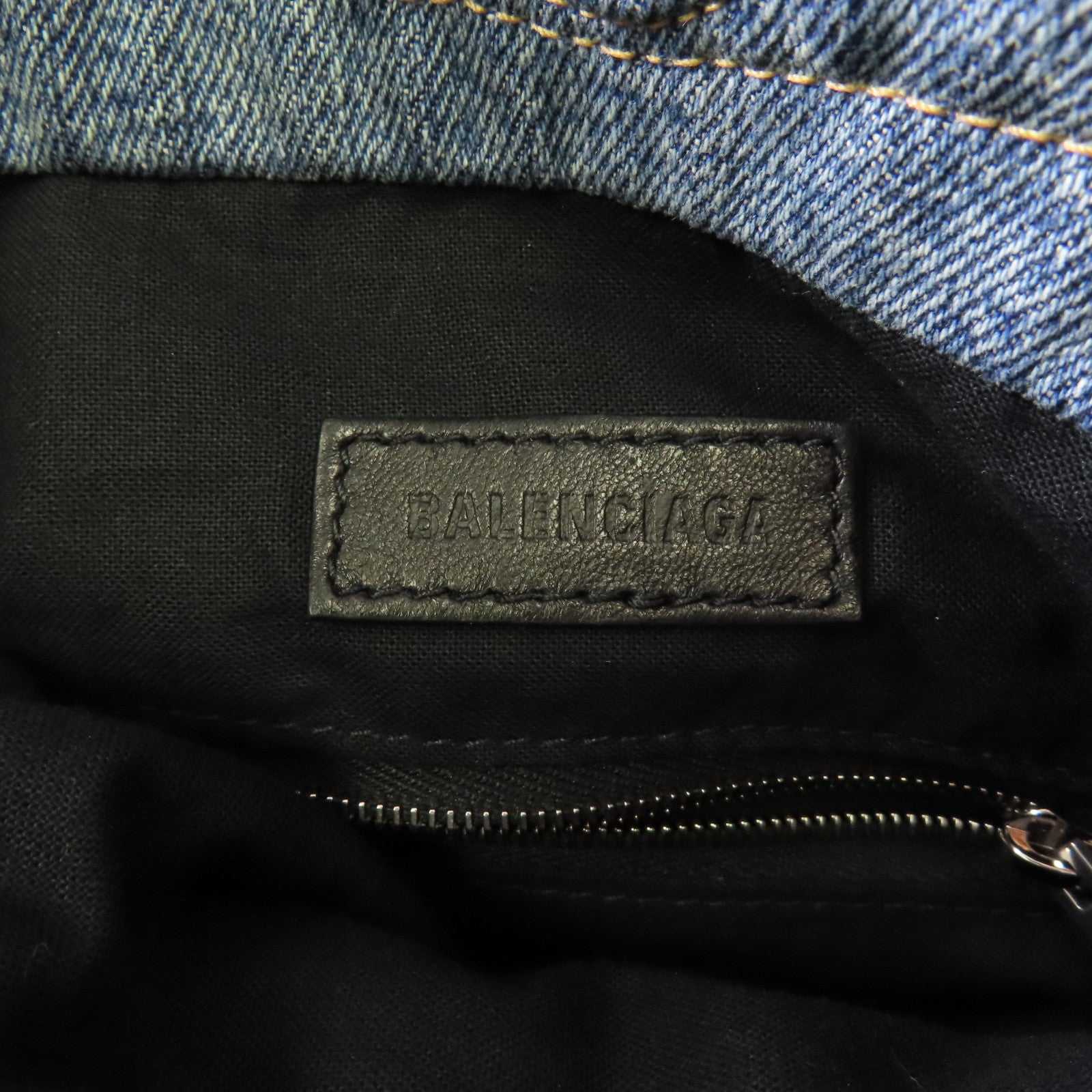 BALENCIAGA 牛仔布Cruch Small Tote銀扣鏈帶肩背袋