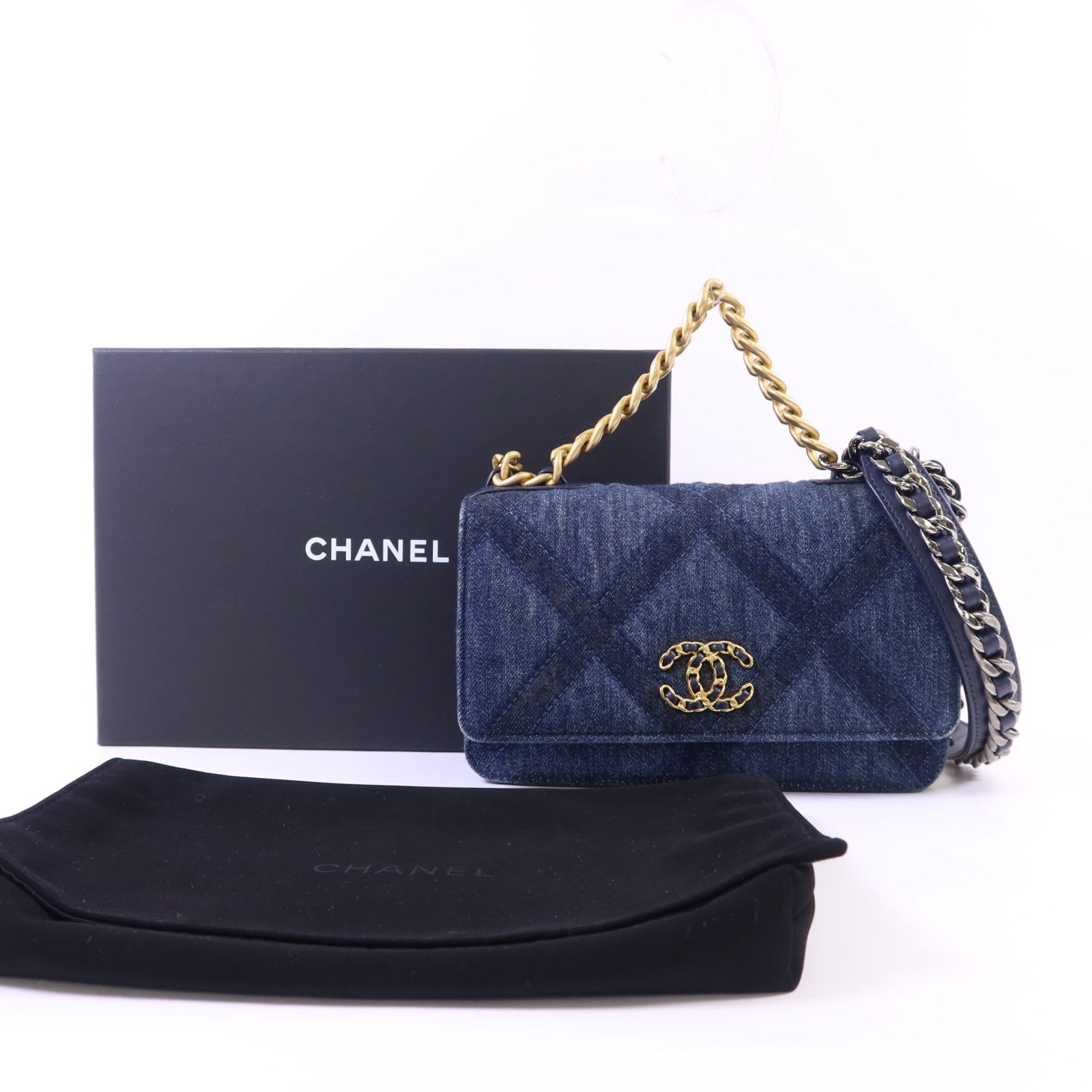 CHANEL 牛仔布WOC Wallet On Chain手挽肩背兩用袋