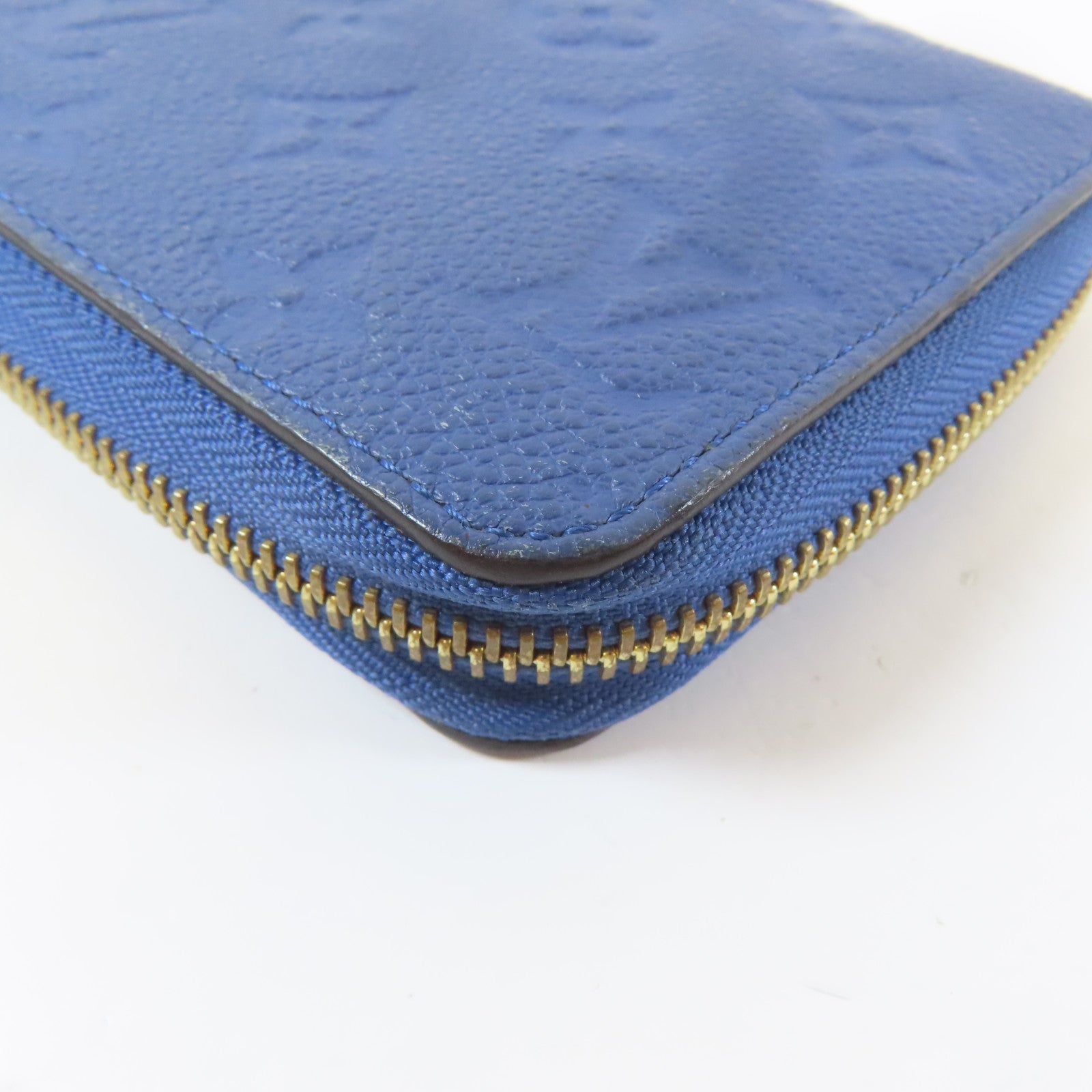 LOUIS VUITTON 【激減優惠】Monogram Empreinte Zipper Long Wallet 金扣L形拉藍色鍊長錢包