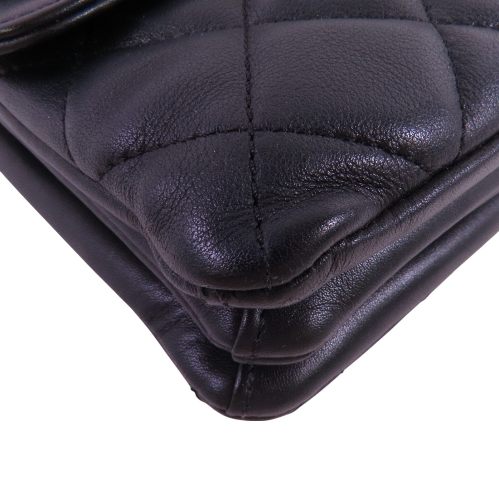 CHANEL 牛皮皮革Chain Shoulder Bag銀扣鏈帶肩背袋