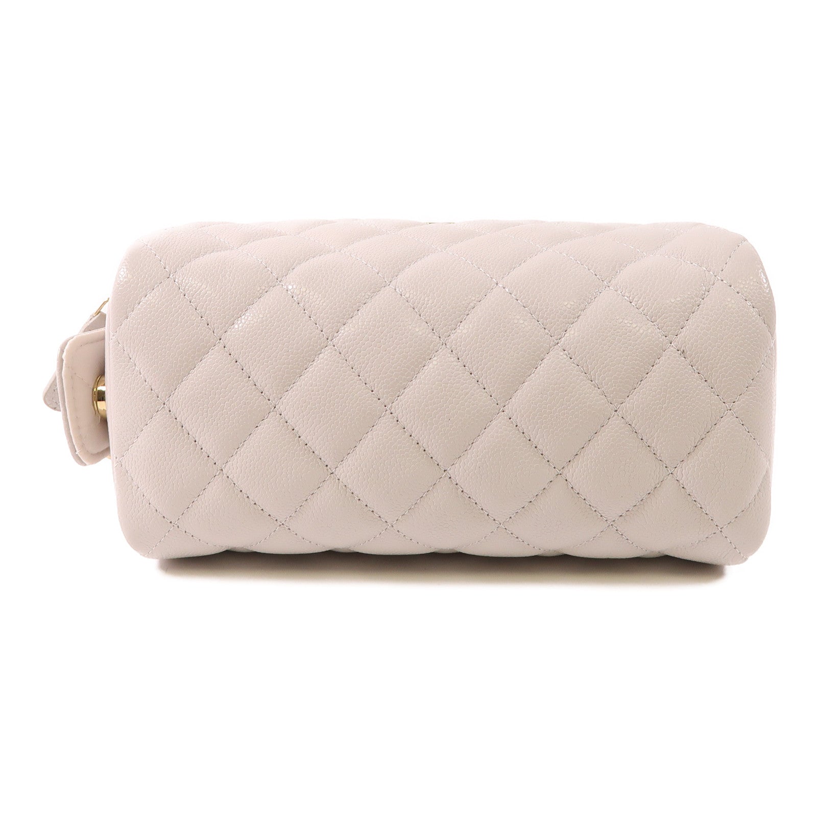 CHANEL CC GHW Pouch Calfskin Leather Light Gray