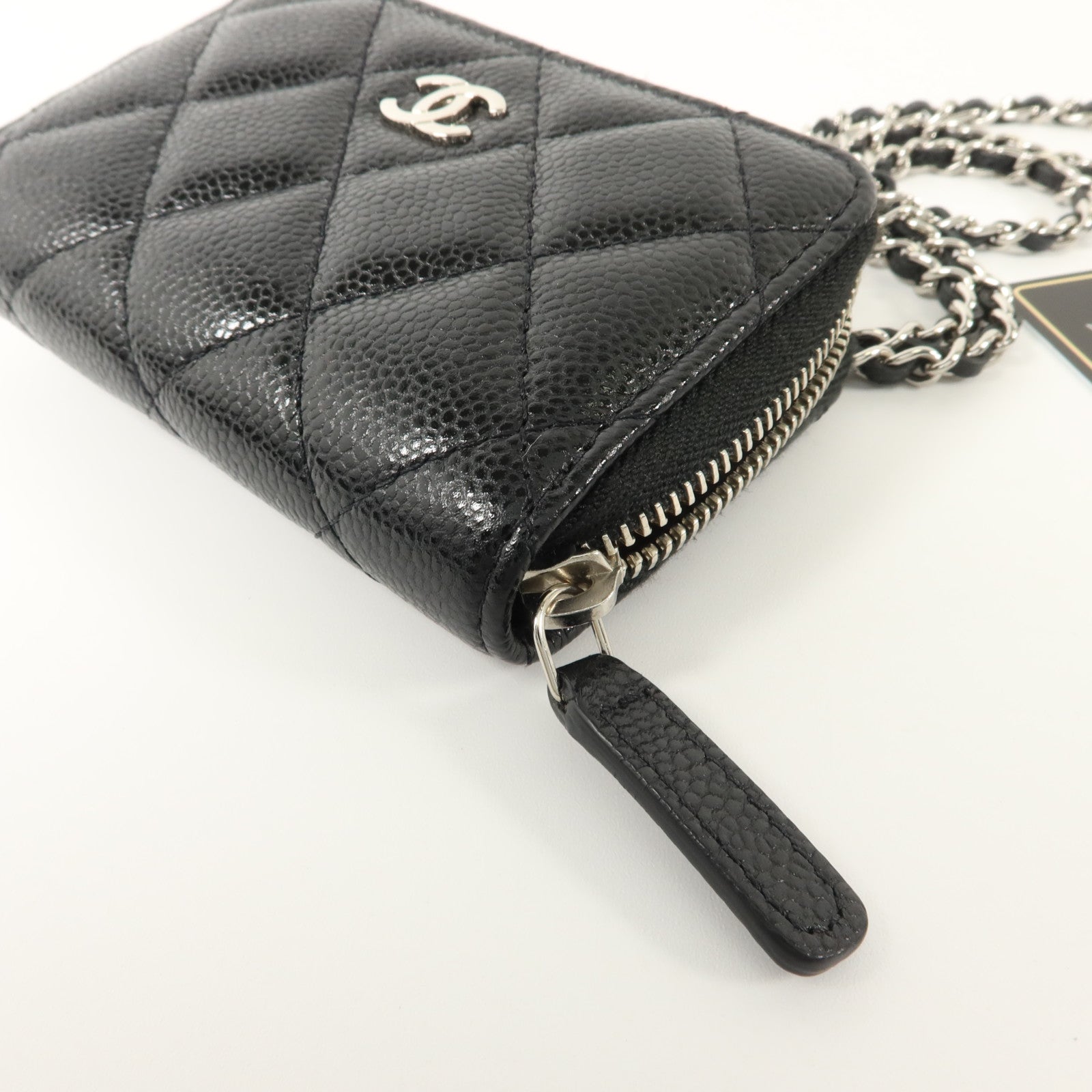 CHANEL 牛皮皮革Classic Zipped Coin Purse With Chain銀扣零錢包