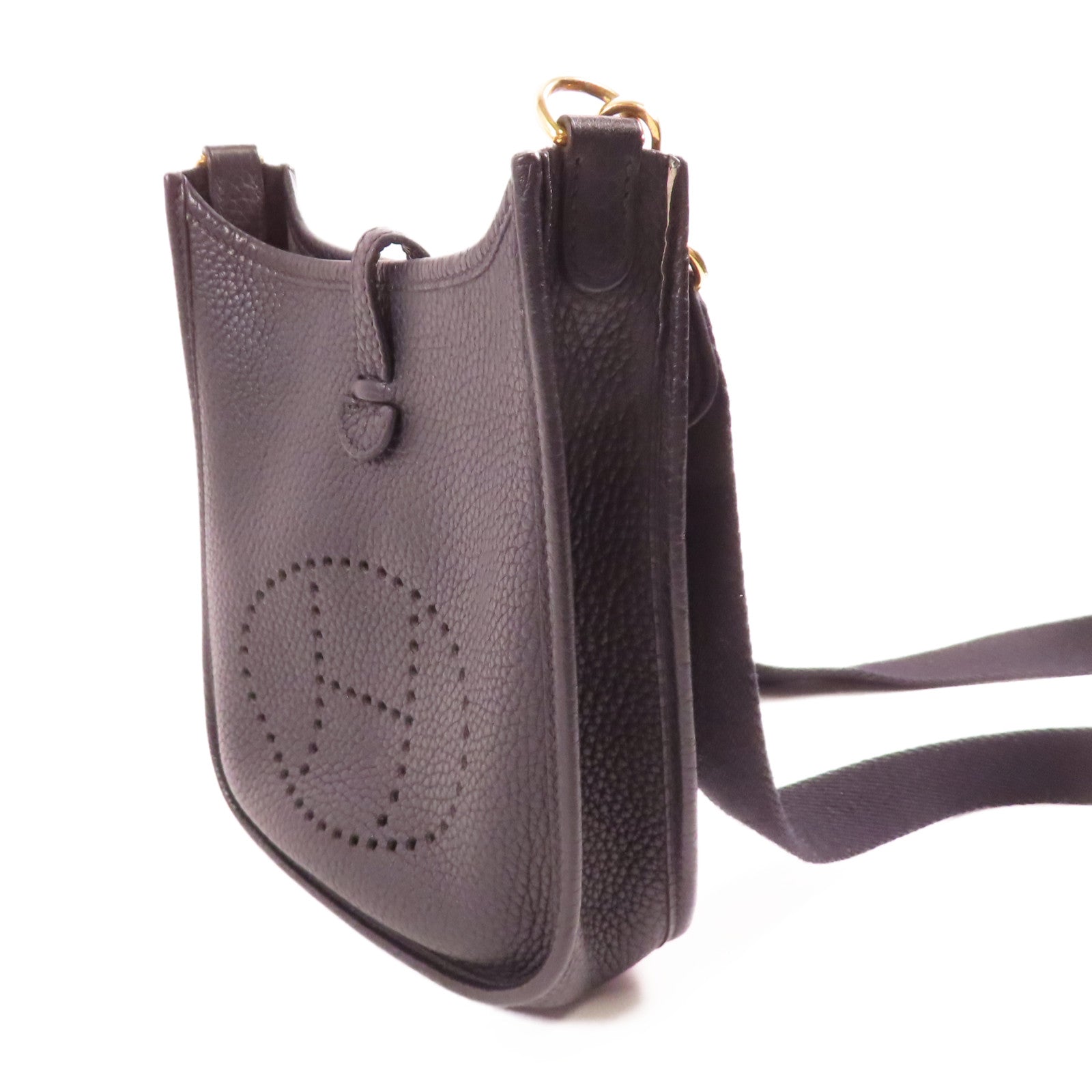 HERMES GHW Evelyne TPM Shoulder Bag Taurillon Clemence Leather Stamp Y 89 Noir