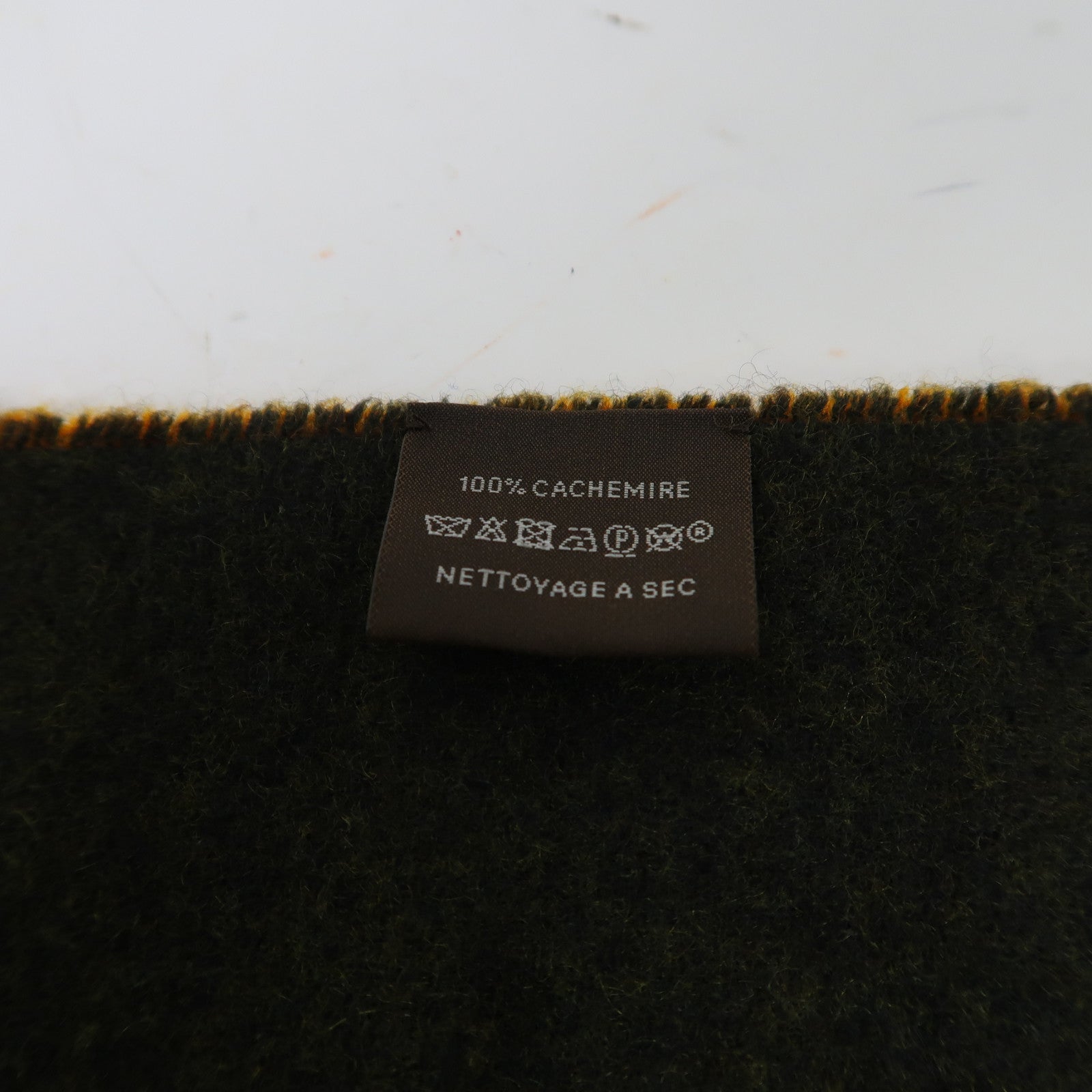 HERMES 羊絨Muffler/Scarf圍巾橙色/深綠色