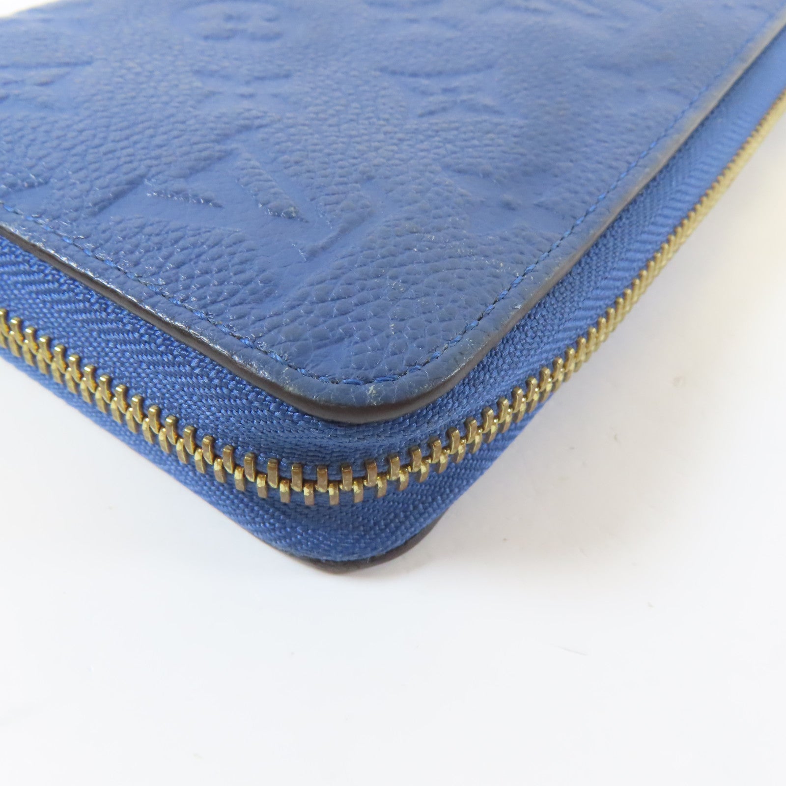 LOUIS VUITTON 【激減優惠】Monogram Empreinte Zipper Long Wallet 金扣L形拉藍色鍊長錢包