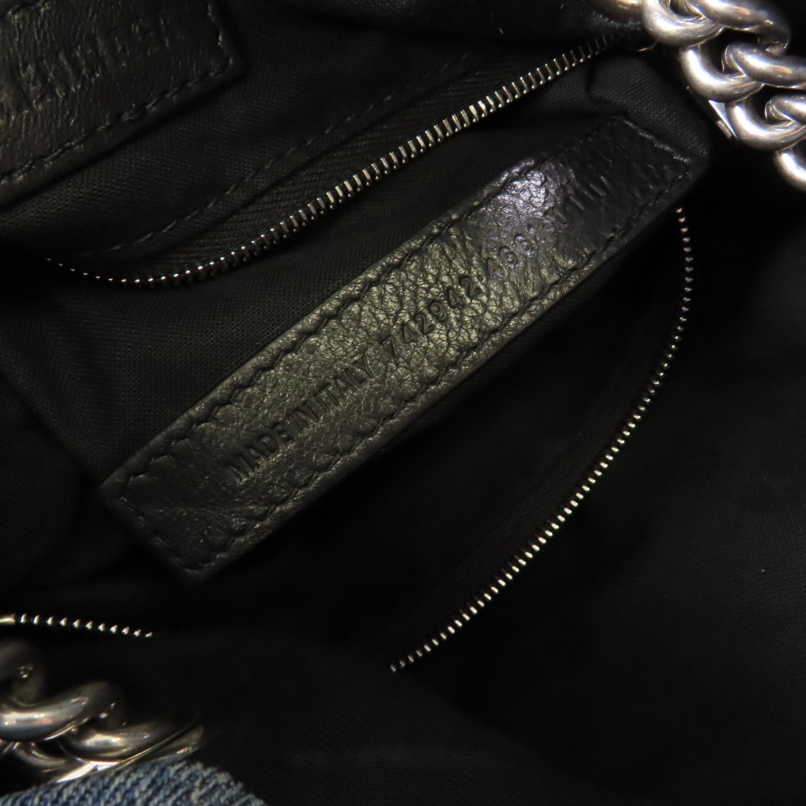 BALENCIAGA 牛仔布Cruch Small Tote銀扣鏈帶肩背袋
