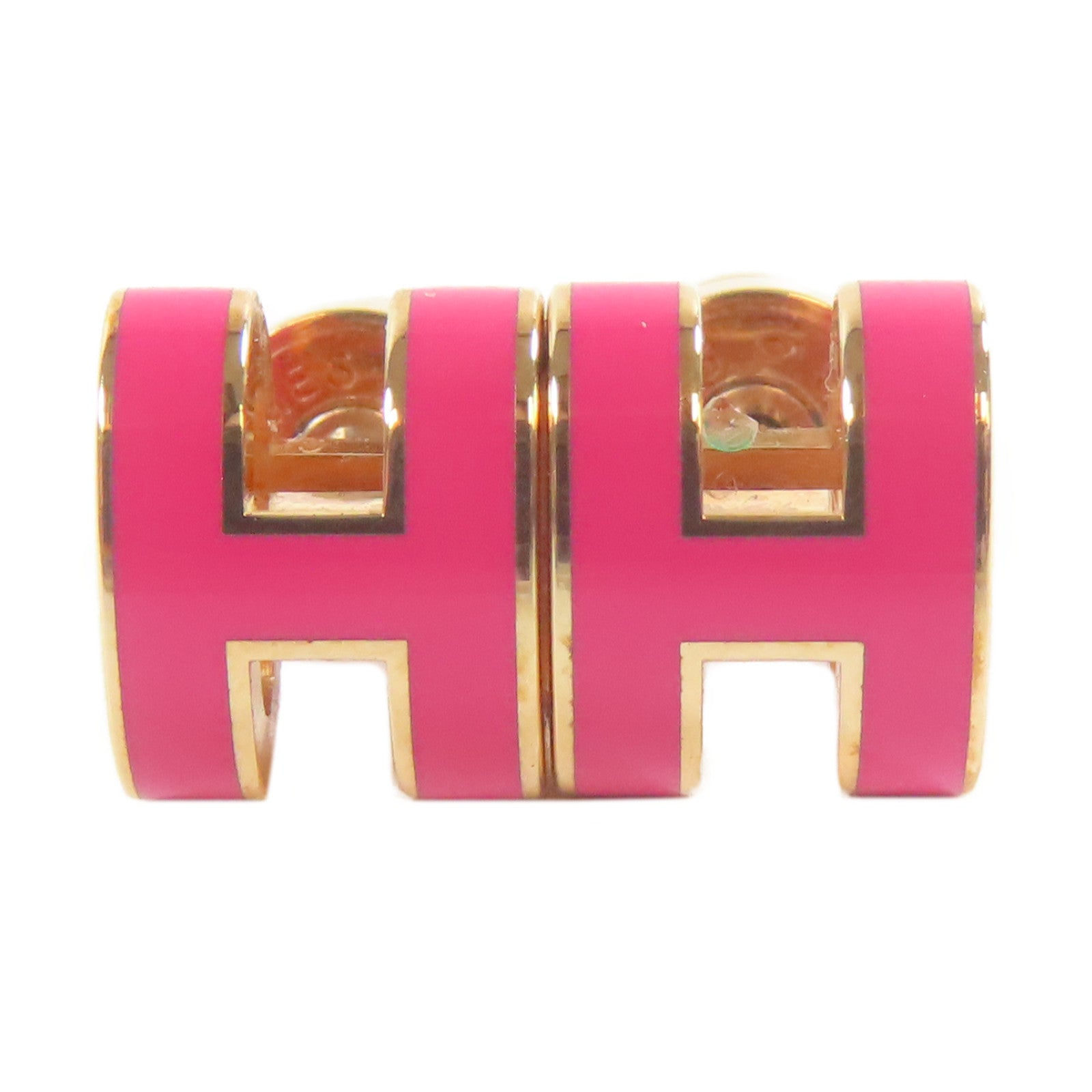 HERMES 金屬Mini Pop H Earrings耳環金色/粉紅色