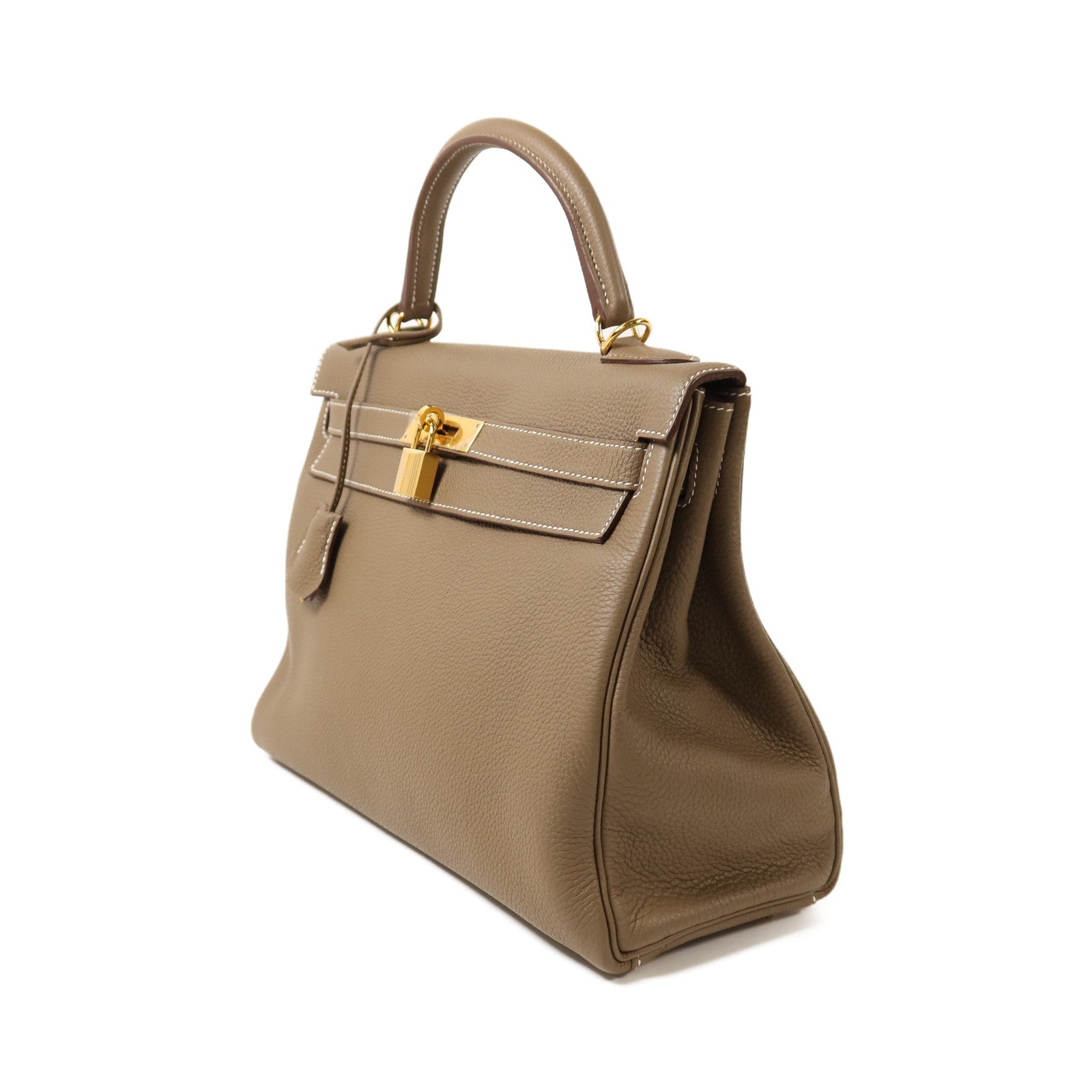 HERMES 【激減優惠】Togo皮革Kelly 32金扣手挽肩背兩用袋Etoupe