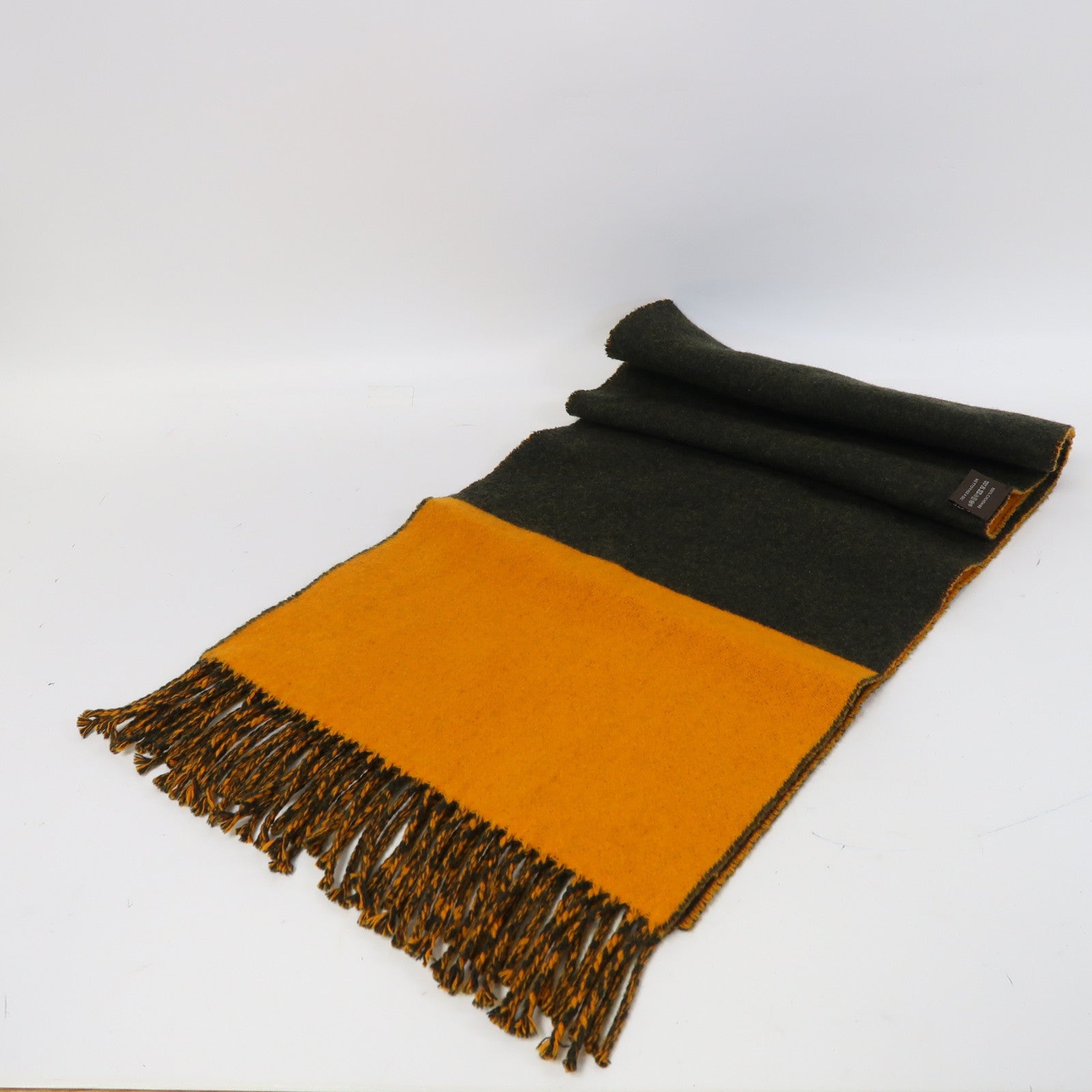 HERMES 羊絨Muffler/Scarf圍巾橙色/深綠色