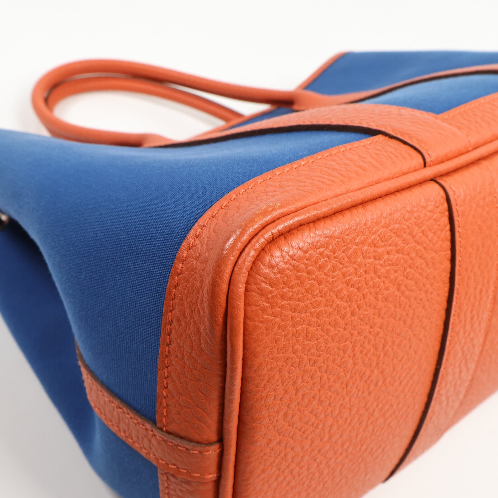 HERMES Canvas/Negonda皮革Garden Party TPM手挽袋Capucine/Bleu Outre