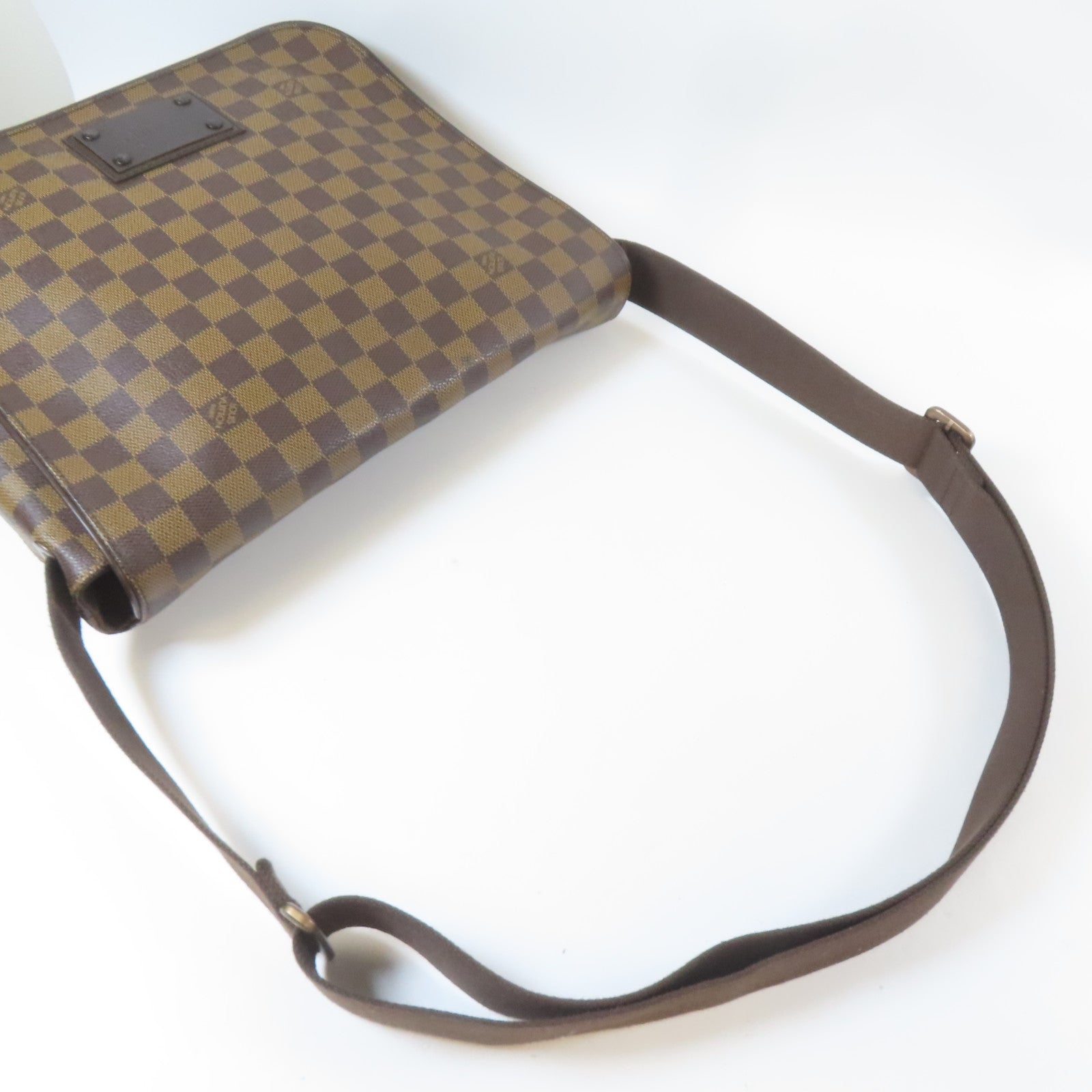 LOUIS VUITTON Damier Ebene Brooklyn MM金扣肩背袋啡色