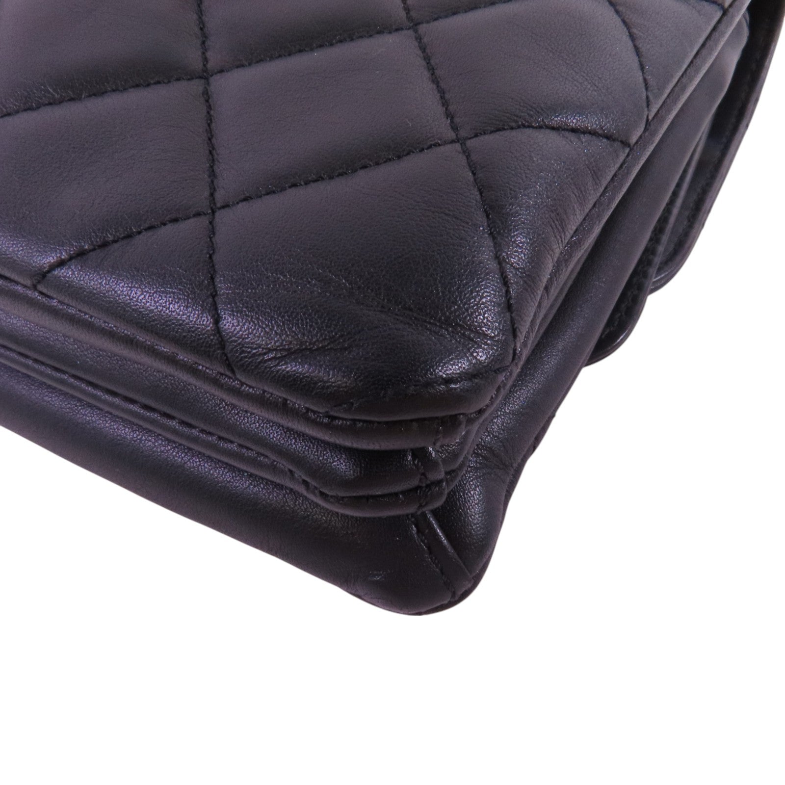 CHANEL 牛皮皮革Chain Shoulder Bag銀扣鏈帶肩背袋