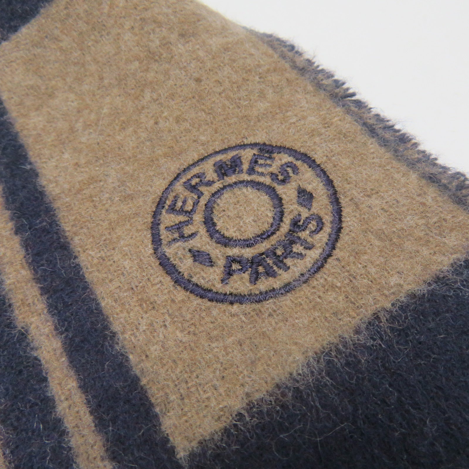 HERMES 【激減優惠精選】羊絨Scarf圍巾棕色/藍色