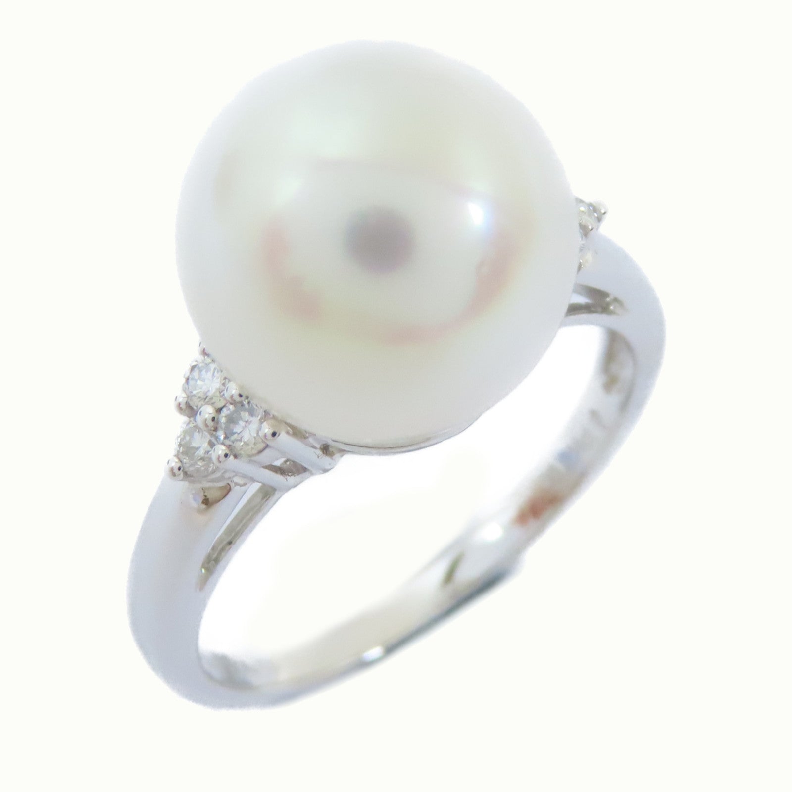 JEWELRY 【激減優惠】18K白金Diamond Pearl Ring 0.134ct鑽石/4.5g珍珠戒指US#6.75