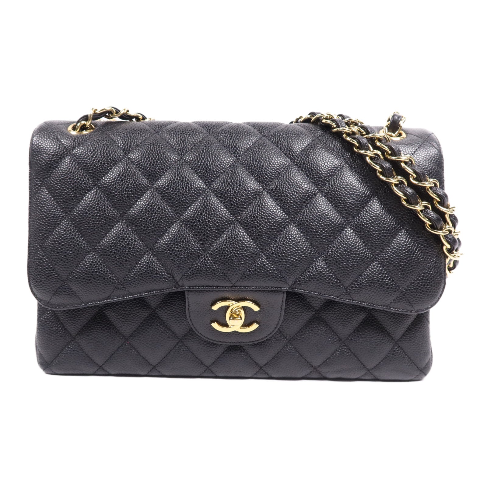 CHANEL 牛皮皮革Large Classic金扣鏈帶肩背袋