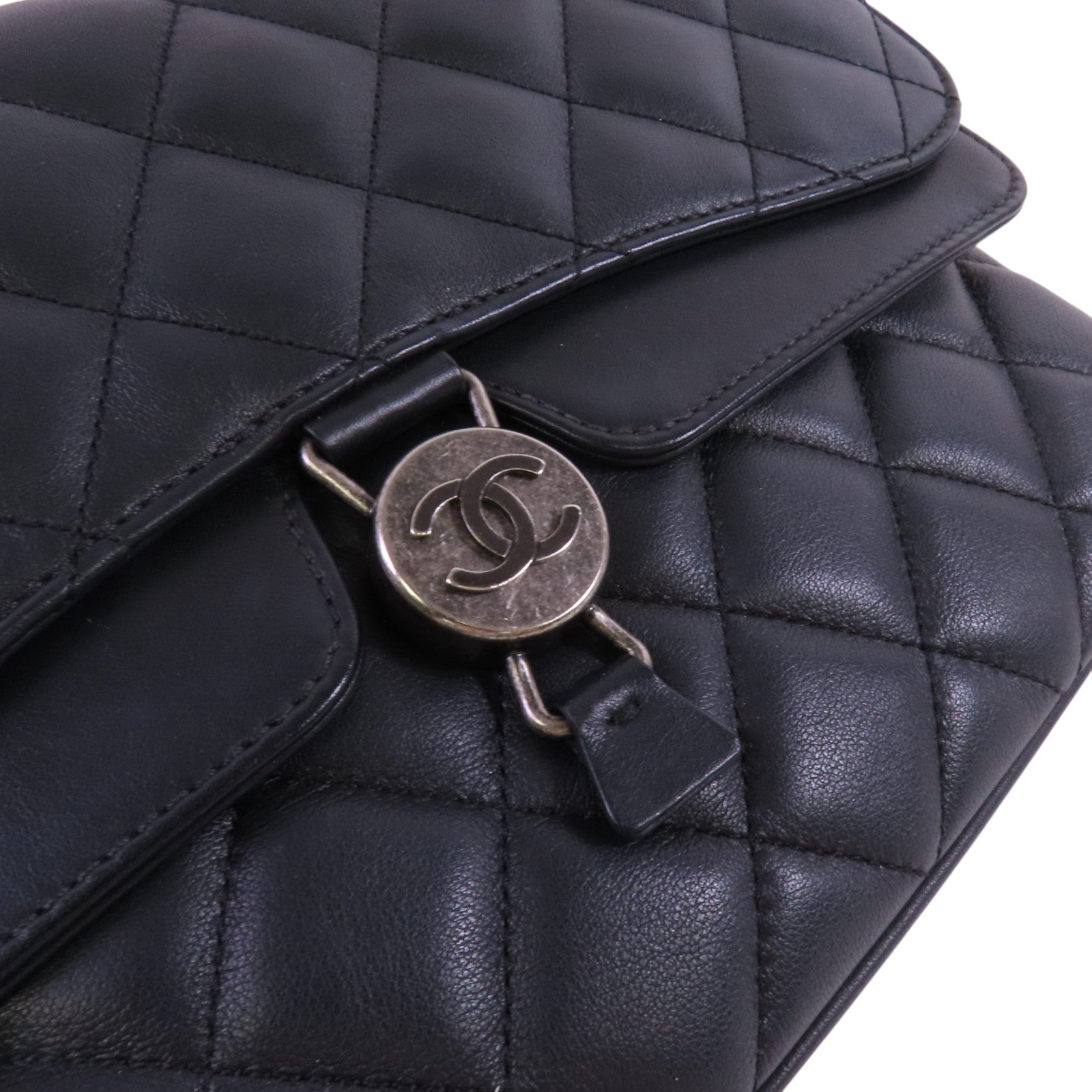 CHANEL 牛皮皮革Chain Shoulder Bag銀扣鏈帶肩背袋