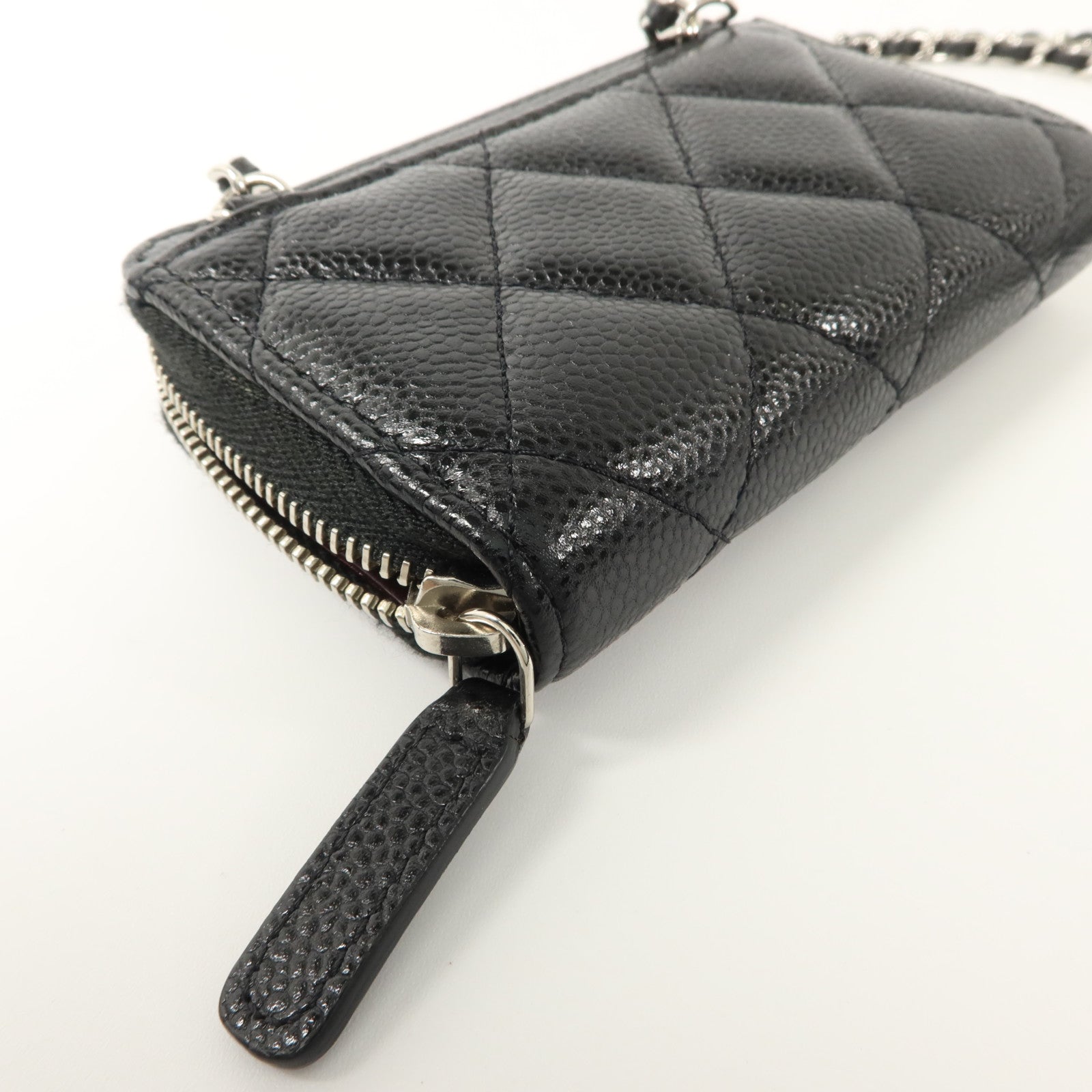 CHANEL 牛皮皮革Classic Zipped Coin Purse With Chain銀扣零錢包