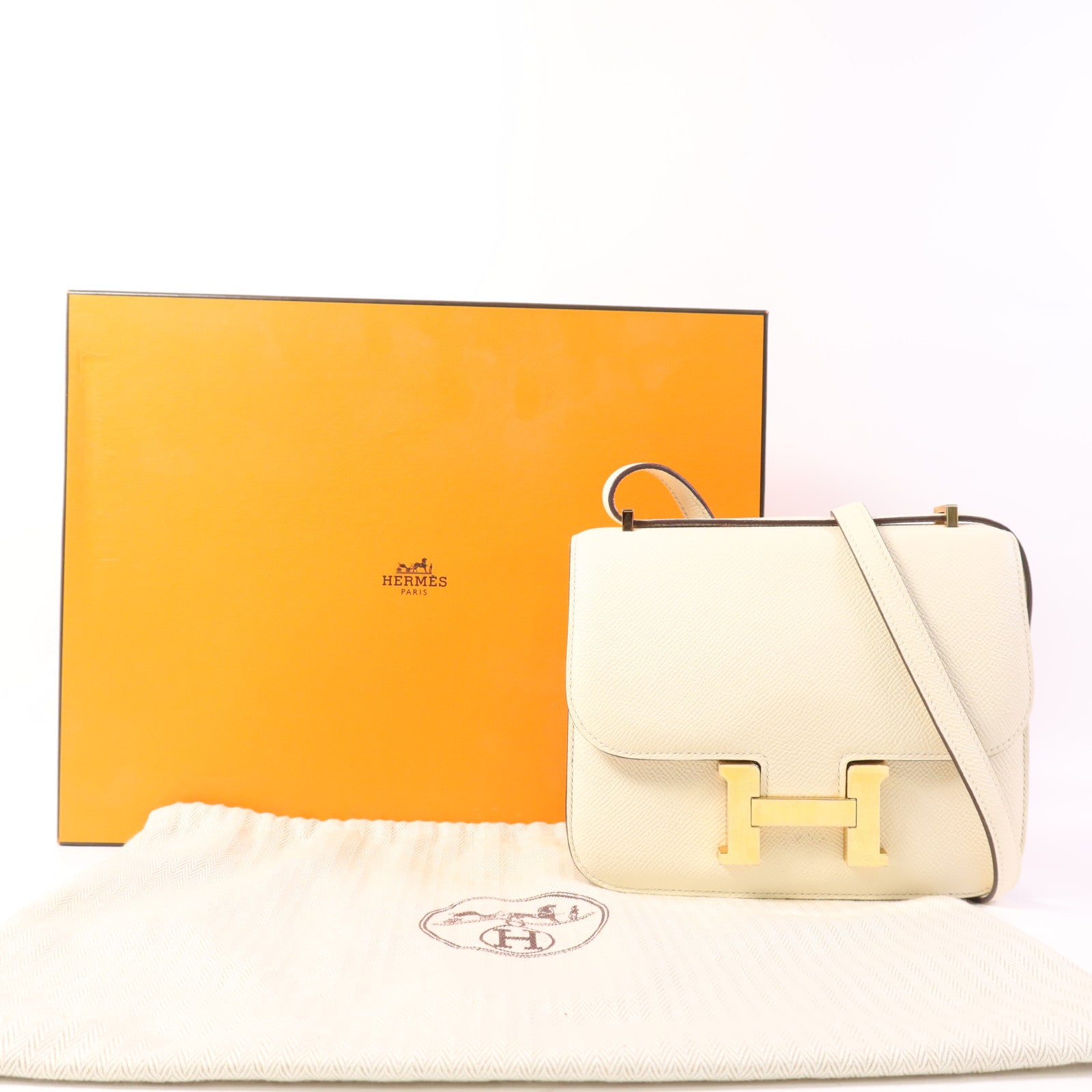 HERMES Epsom皮革Constance Mini金扣肩背袋Nata