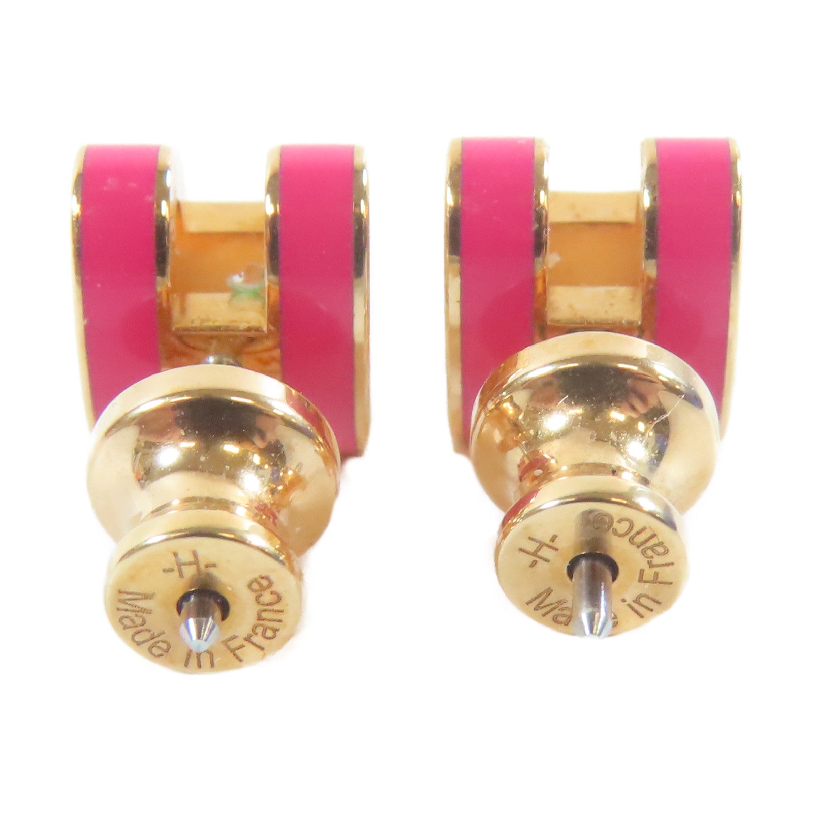 HERMES 金屬Mini Pop H Earrings耳環金色/粉紅色