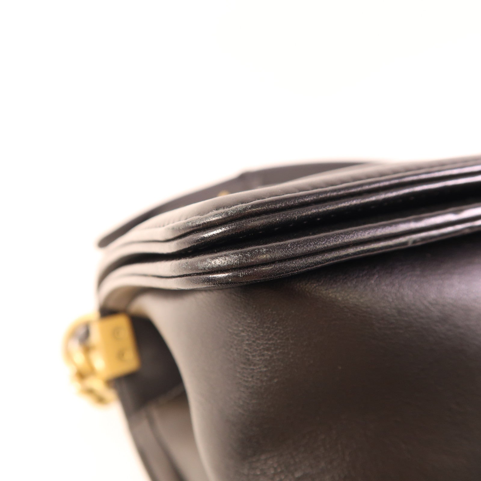 CHANEL 羊皮皮革Boy 25金扣鏈帶肩背袋