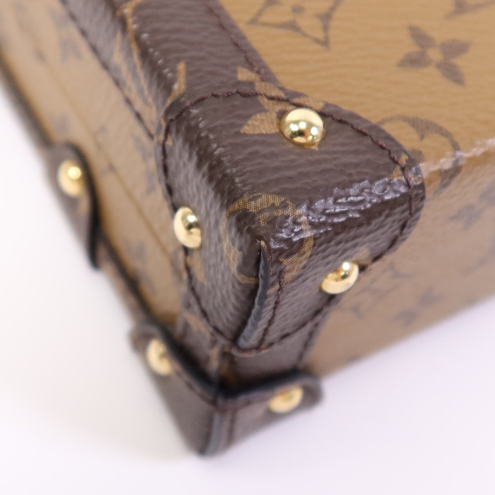 LOUIS VUITTON Monogram Reverse Petite Malle金扣肩背袋