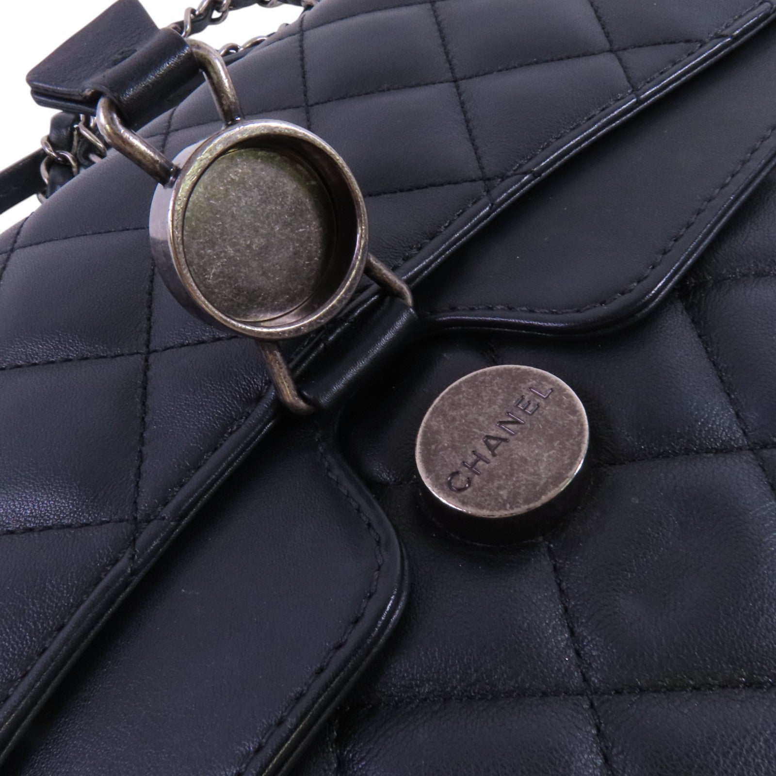 CHANEL 牛皮皮革Chain Shoulder Bag銀扣鏈帶肩背袋