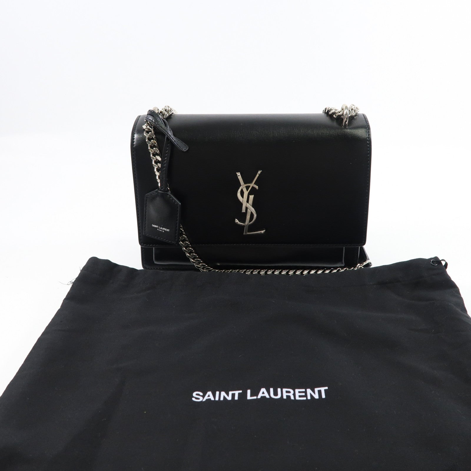 SAINT LAURENT 牛皮皮革Sunset Medium銀扣肩背袋