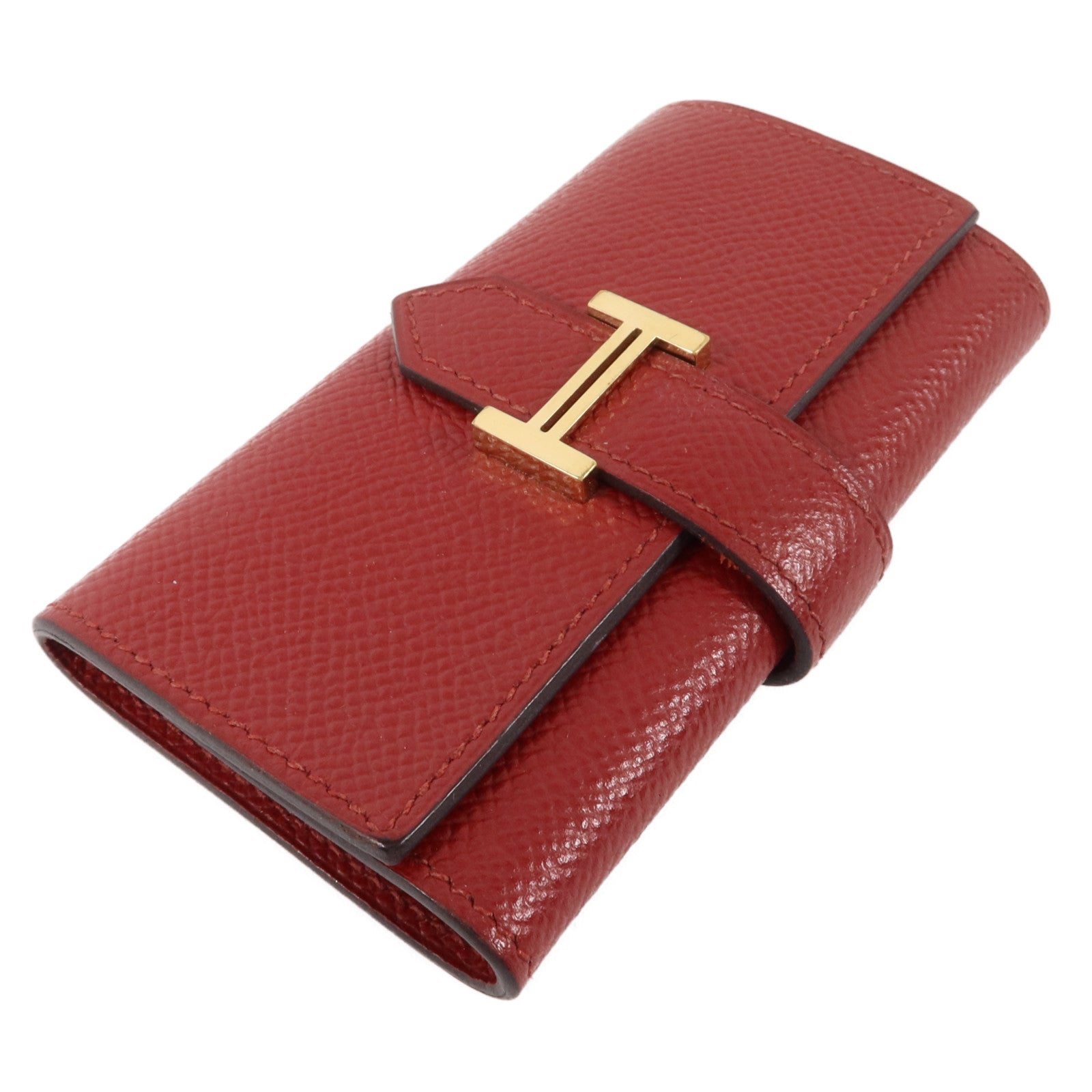 HERMES Epsom皮革Bearn Key Case鎖匙包Rouge H